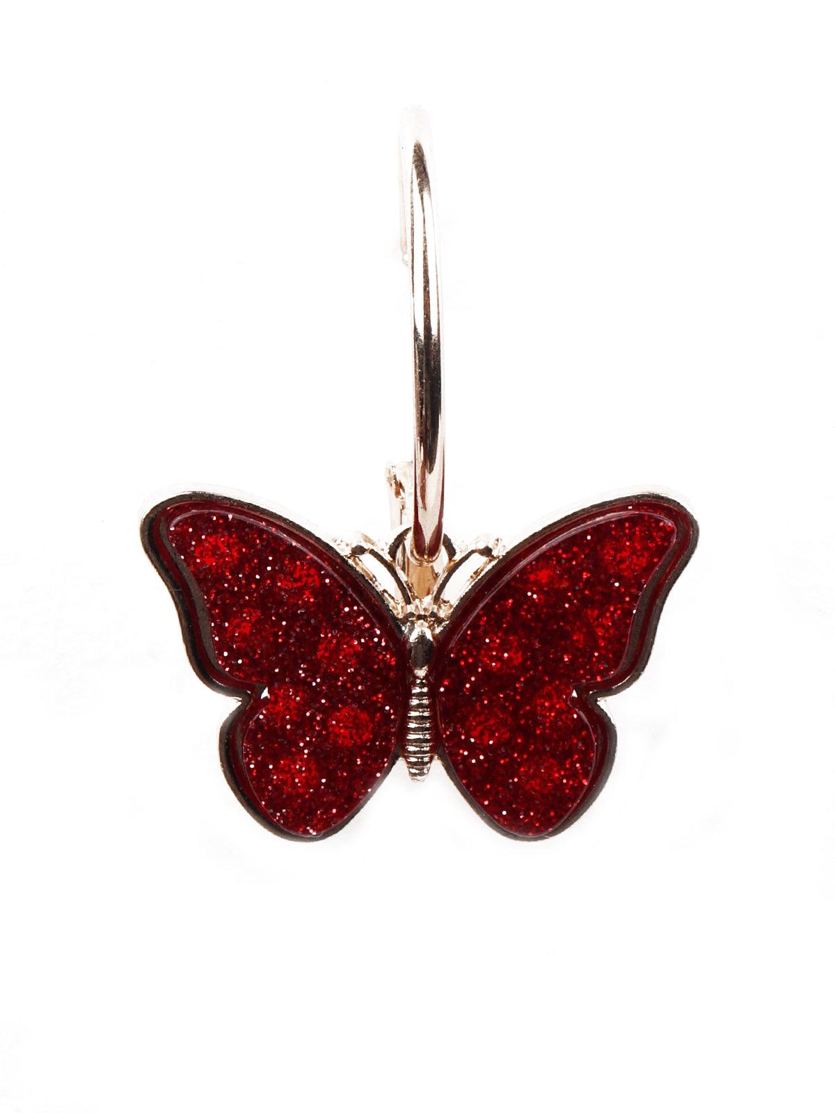 Women's Super Cute Deep Red Shimmering Butterfly Earrings - Odette