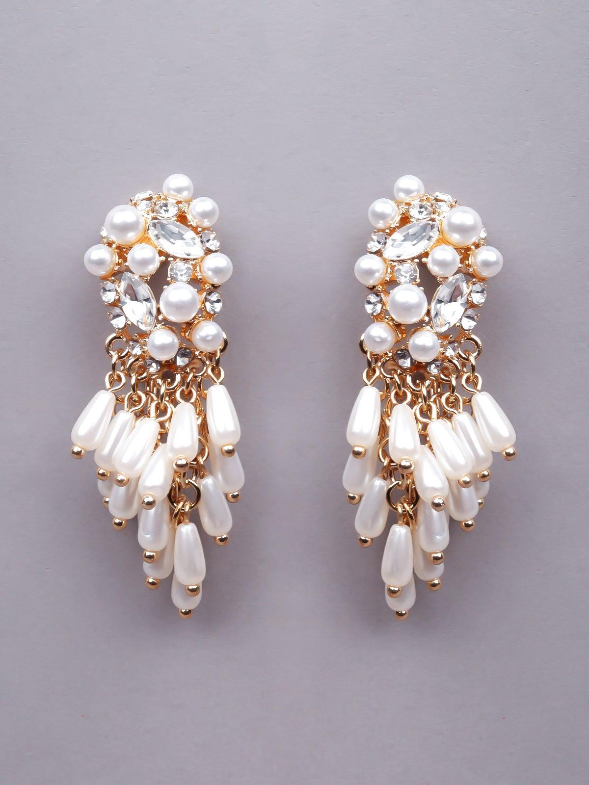 Women's Super Cute White Beaded Earrings - Odette