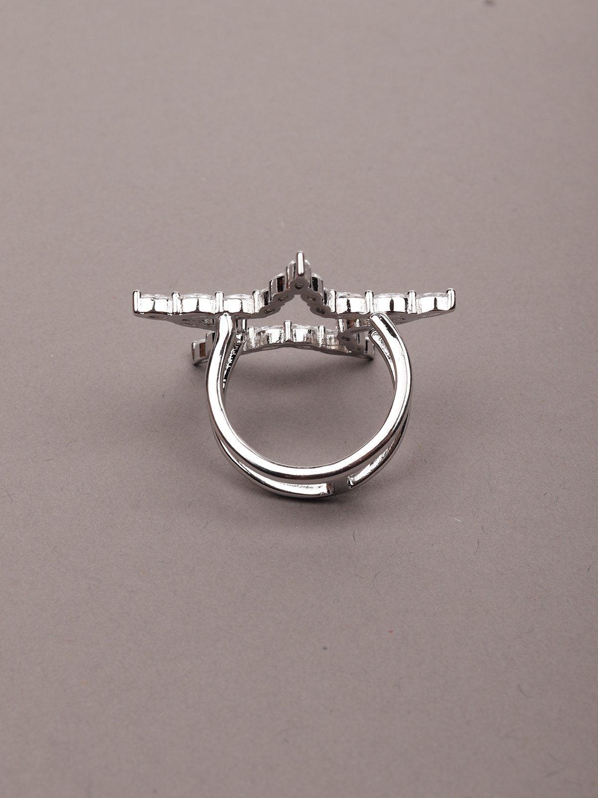 Women's Super Star-Shaped Silver-Tone Finger Ringã‚  - Odette