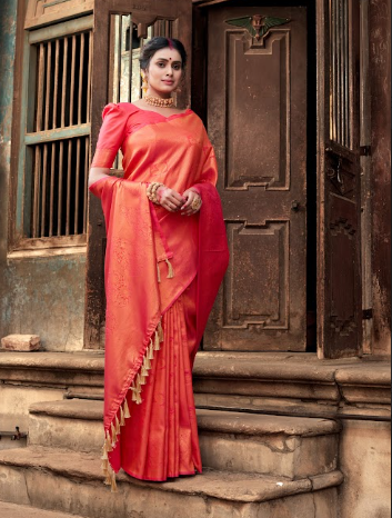 Women's Pure Kanjeevaram Silk Woven Saree Light Pink - Tasarika