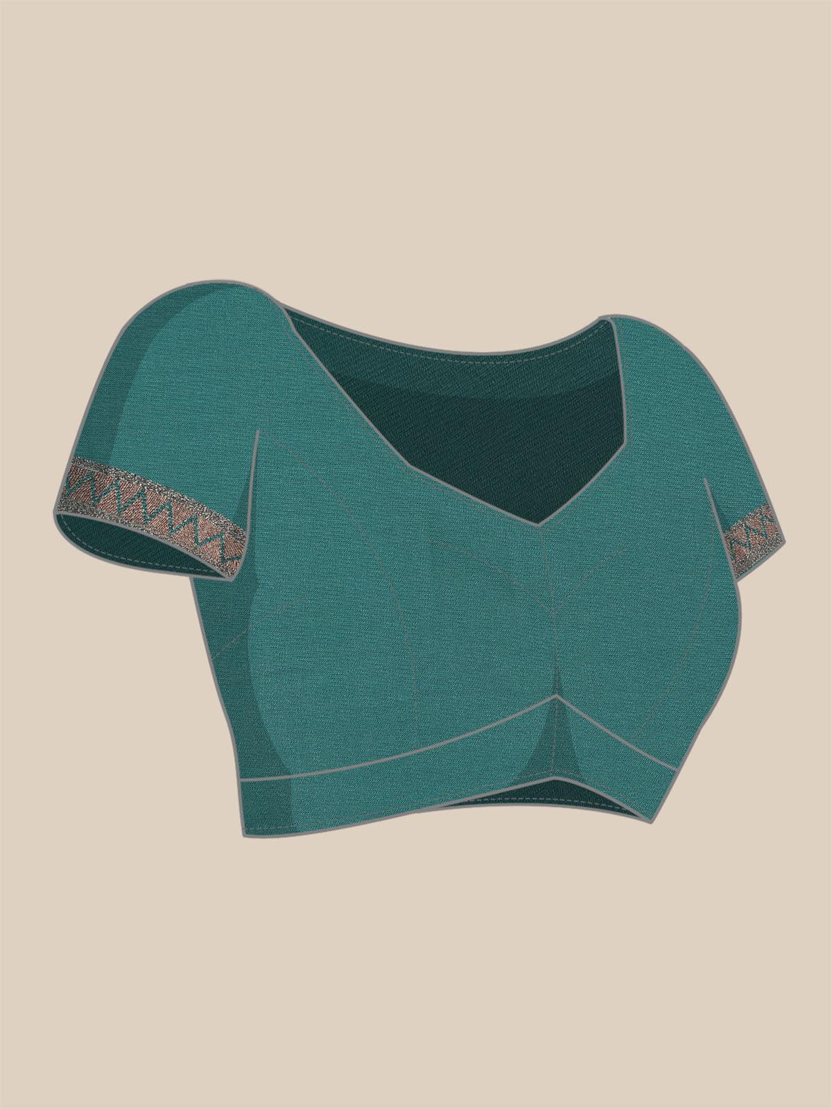 Women's Teal Kanjivaram Silk Banarasi Weaving Silk Saree - Odette
