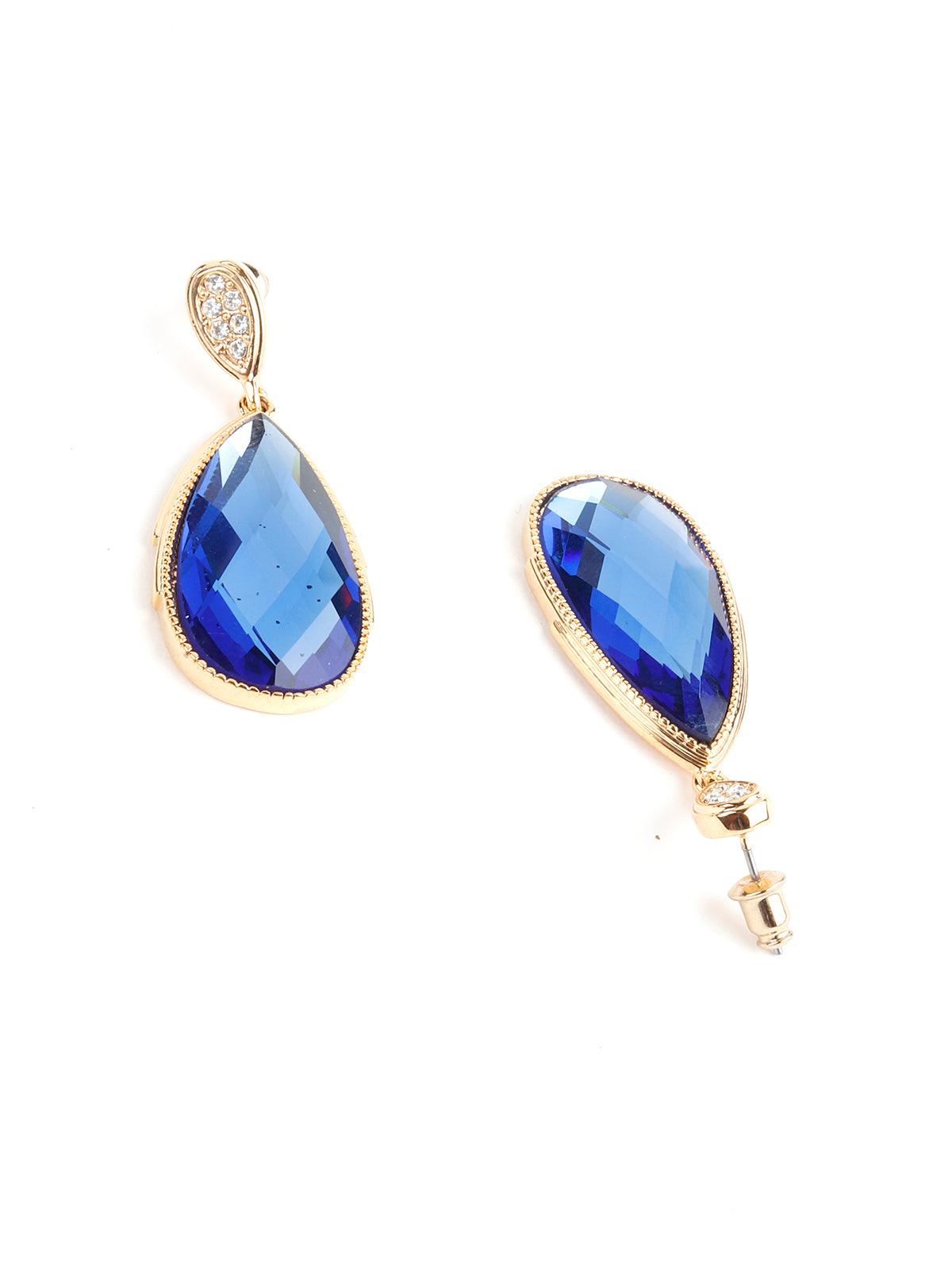 Women's Teardrop Sapphire Blue Crystal Earrings - Odette