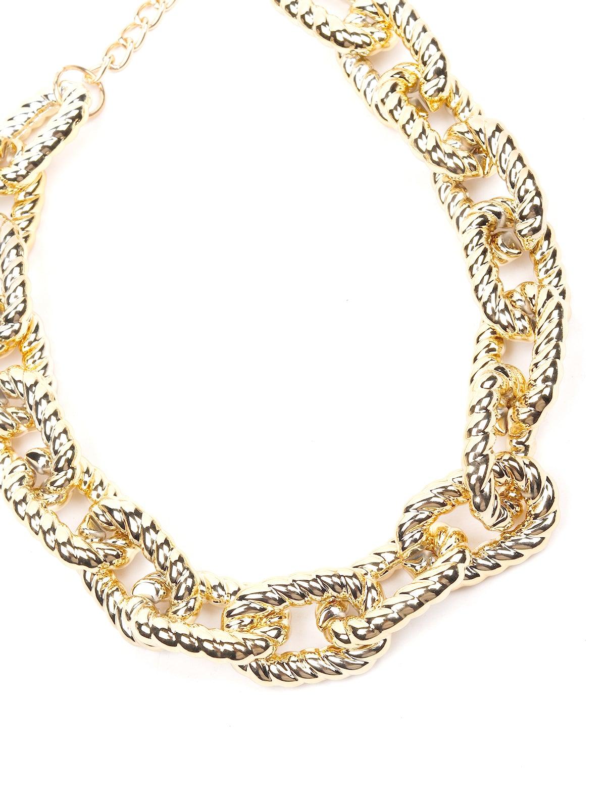 Women's Texture Metallic Gold Chain - Odette