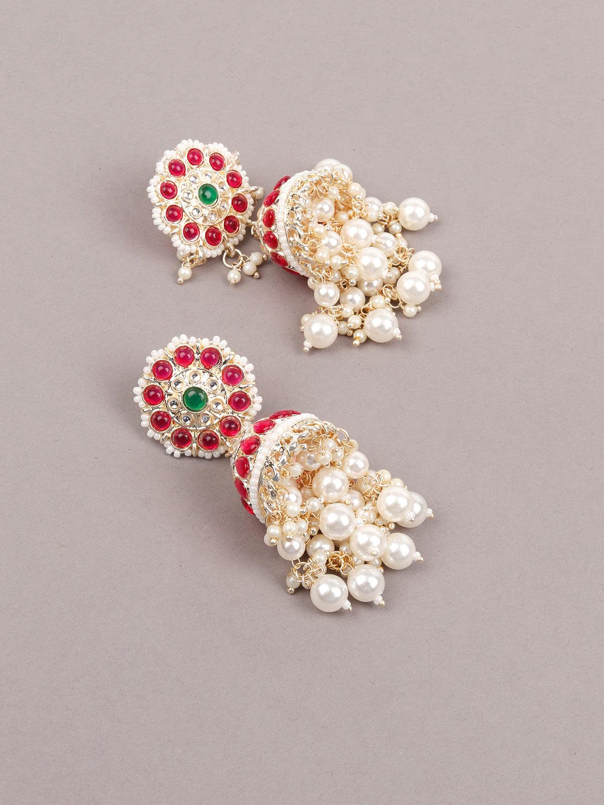 Women's The Pearl And Kundan Jhumkis - Odette