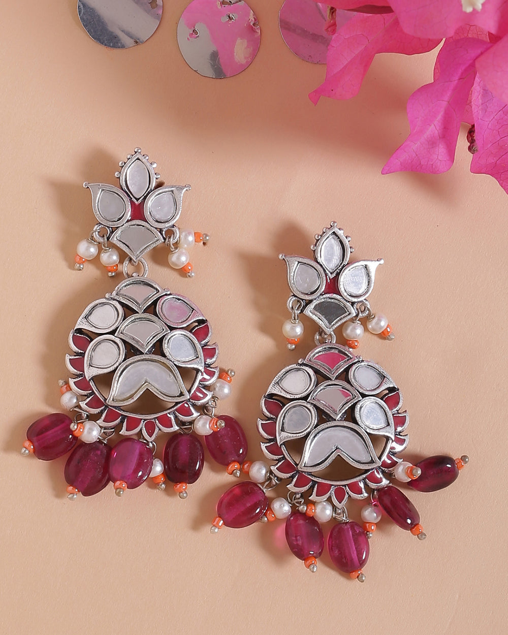 Buy Studio Voylla Jaipur GoldPlated  Pink Embellished Chandbali Earrings  online  Looksgudin