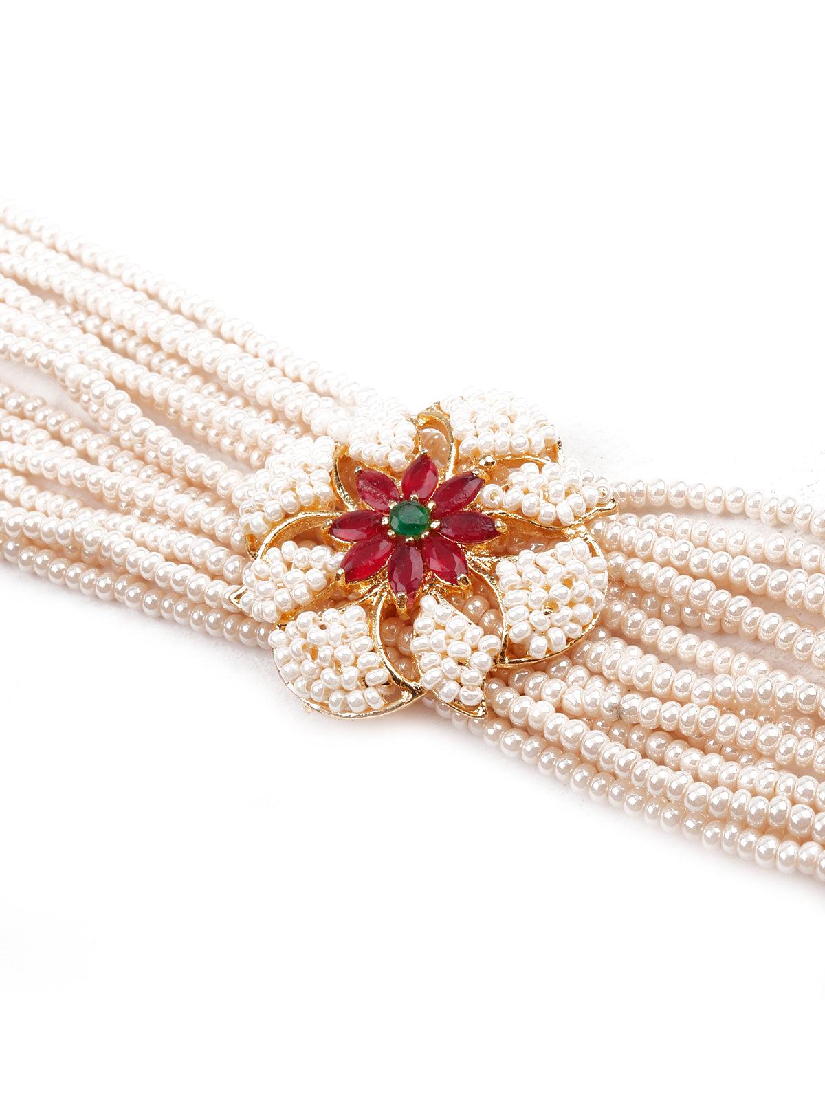 Women's Traditional White Beaded Bracelet - Odette