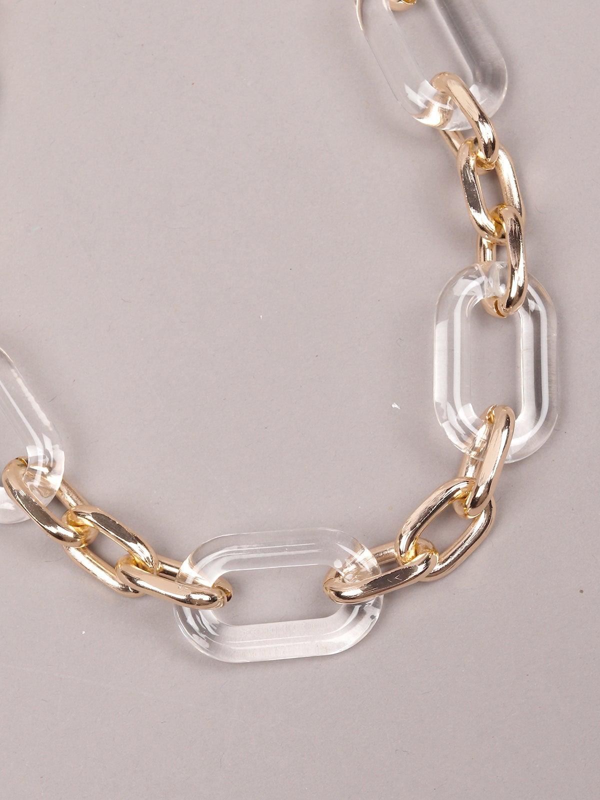 Women's Transparent And Gold-Tone Interlinked Chained Necklace - Odette