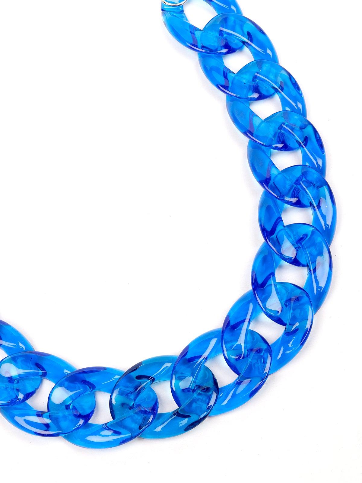 Women's Transparent Blue Shaded Chunky Chain - Odette