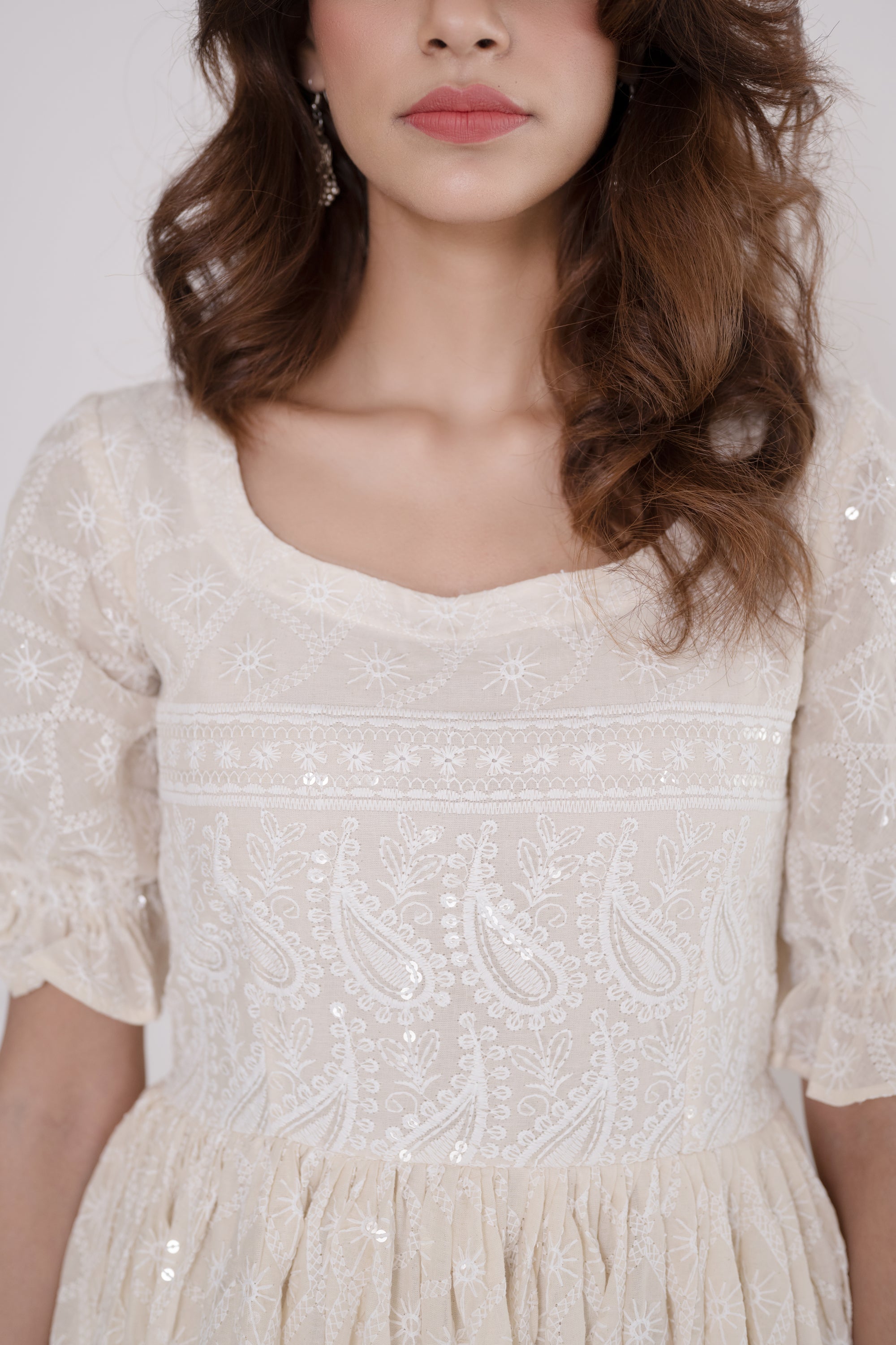 Women's White Embroidered Dress - Saras The Label