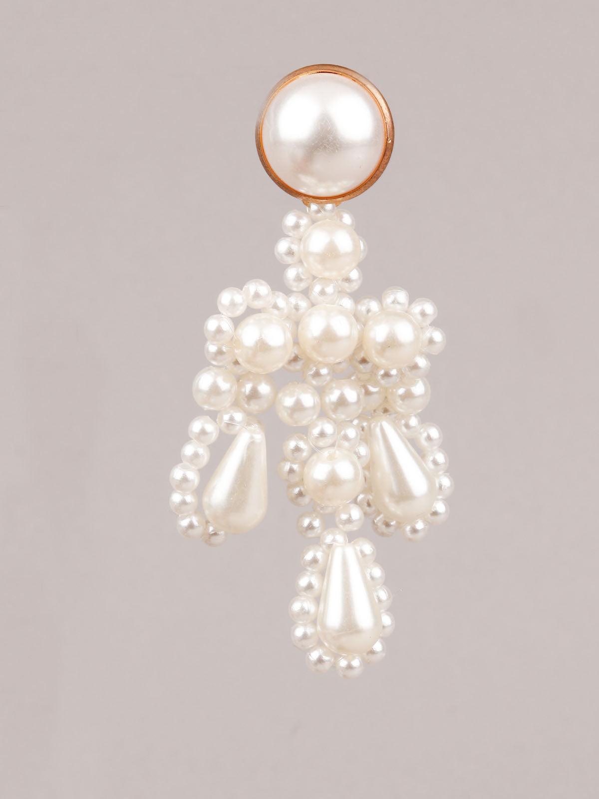 Women's Trendy White Faux Pearl Dangle Earrings - Odette