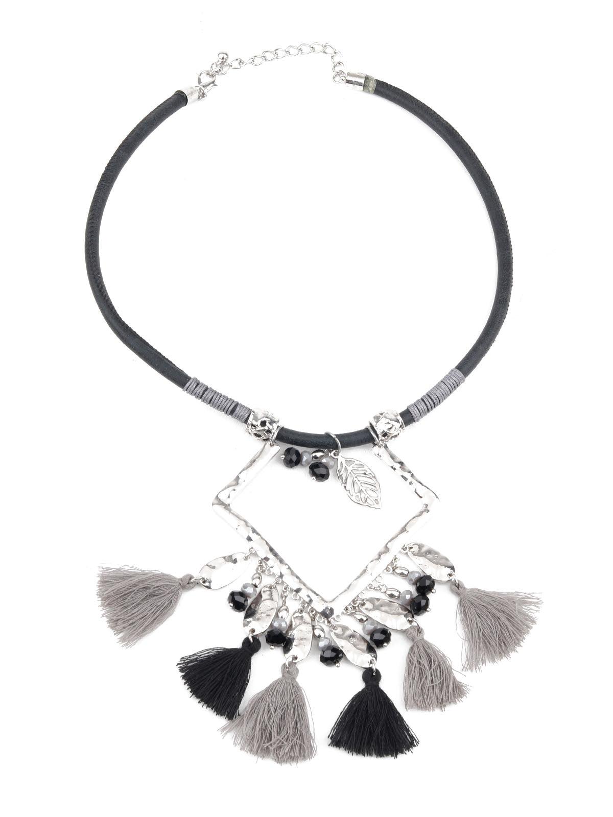 Women's Tribal Black Long Necklace For Women - Odette