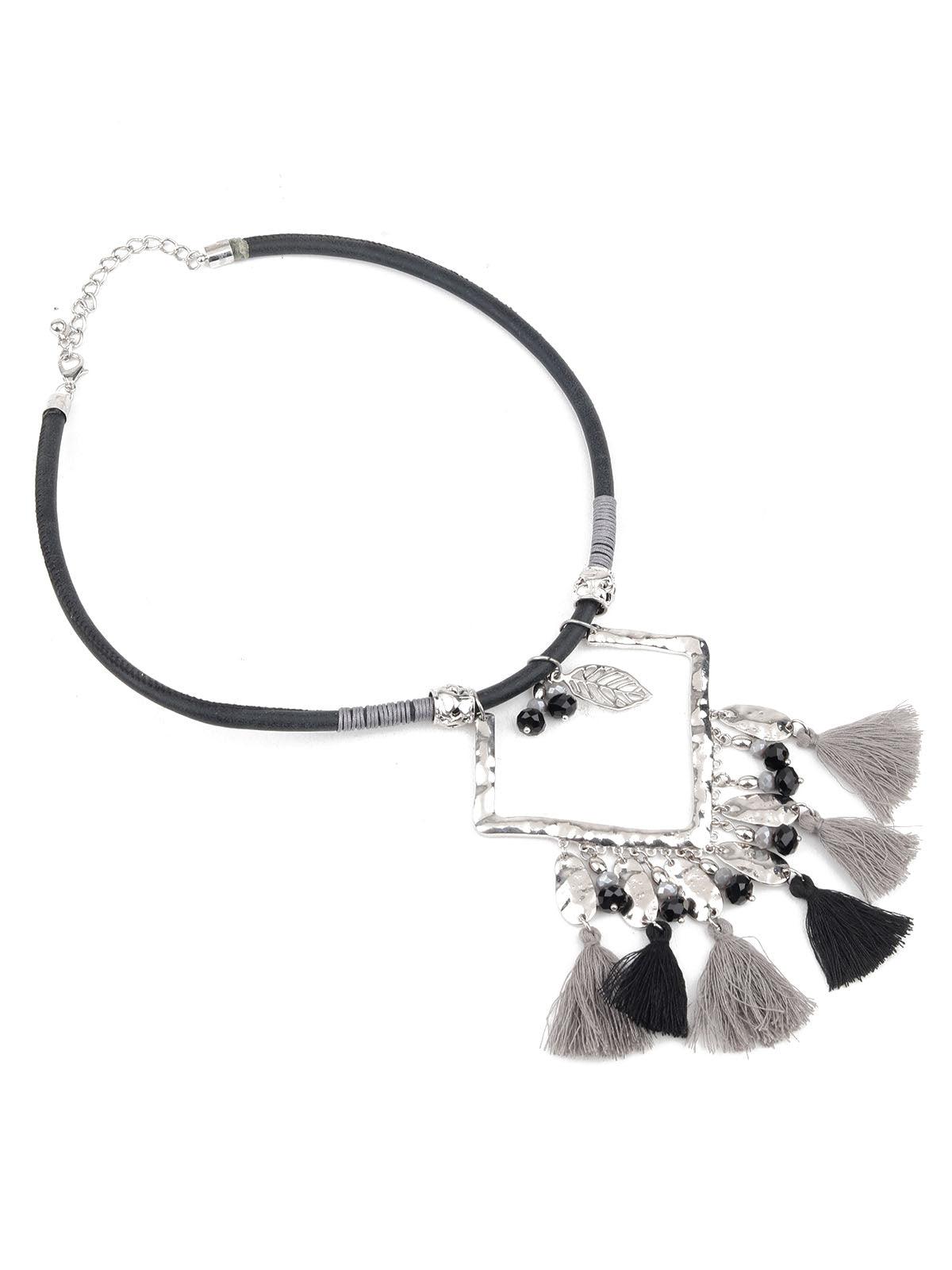 Women's Tribal Black Long Necklace For Women - Odette