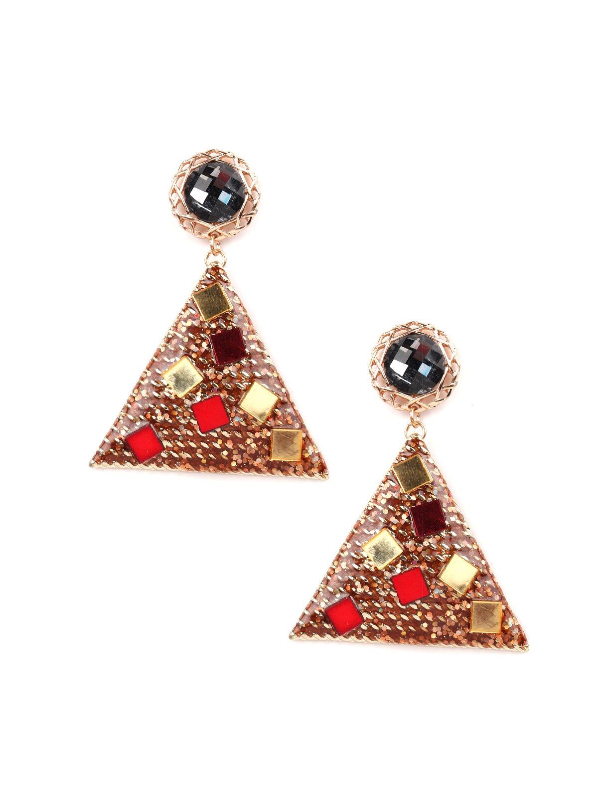 Women's Trilateral Studded Stone Drop Earrings - Odette
