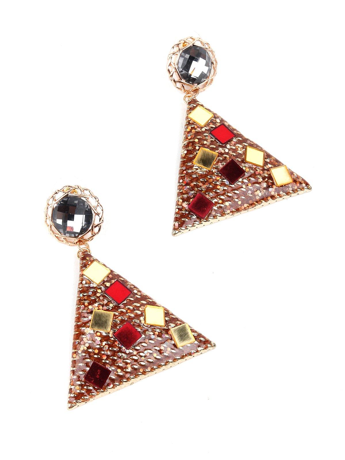 Women's Trilateral Studded Stone Drop Earrings - Odette
