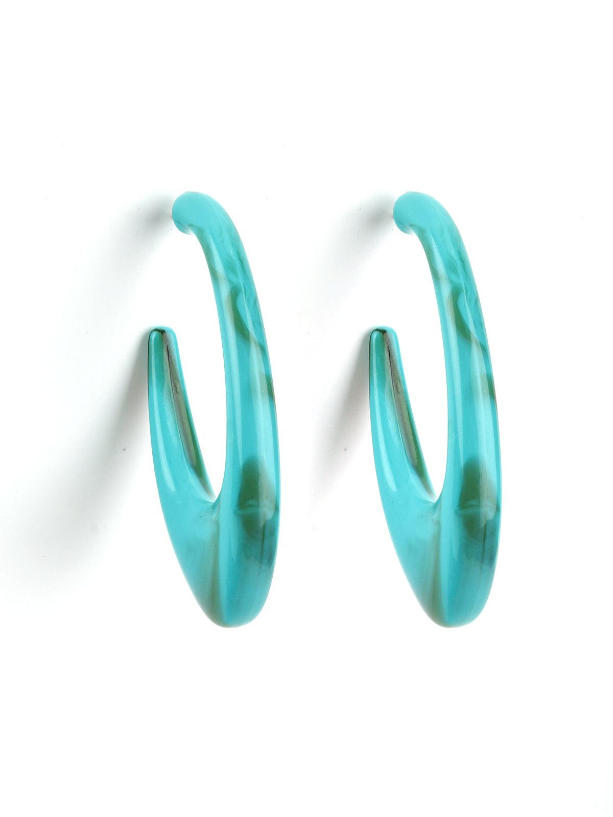 Women's Turquoise Blue Open Hoop Earrings - Odette