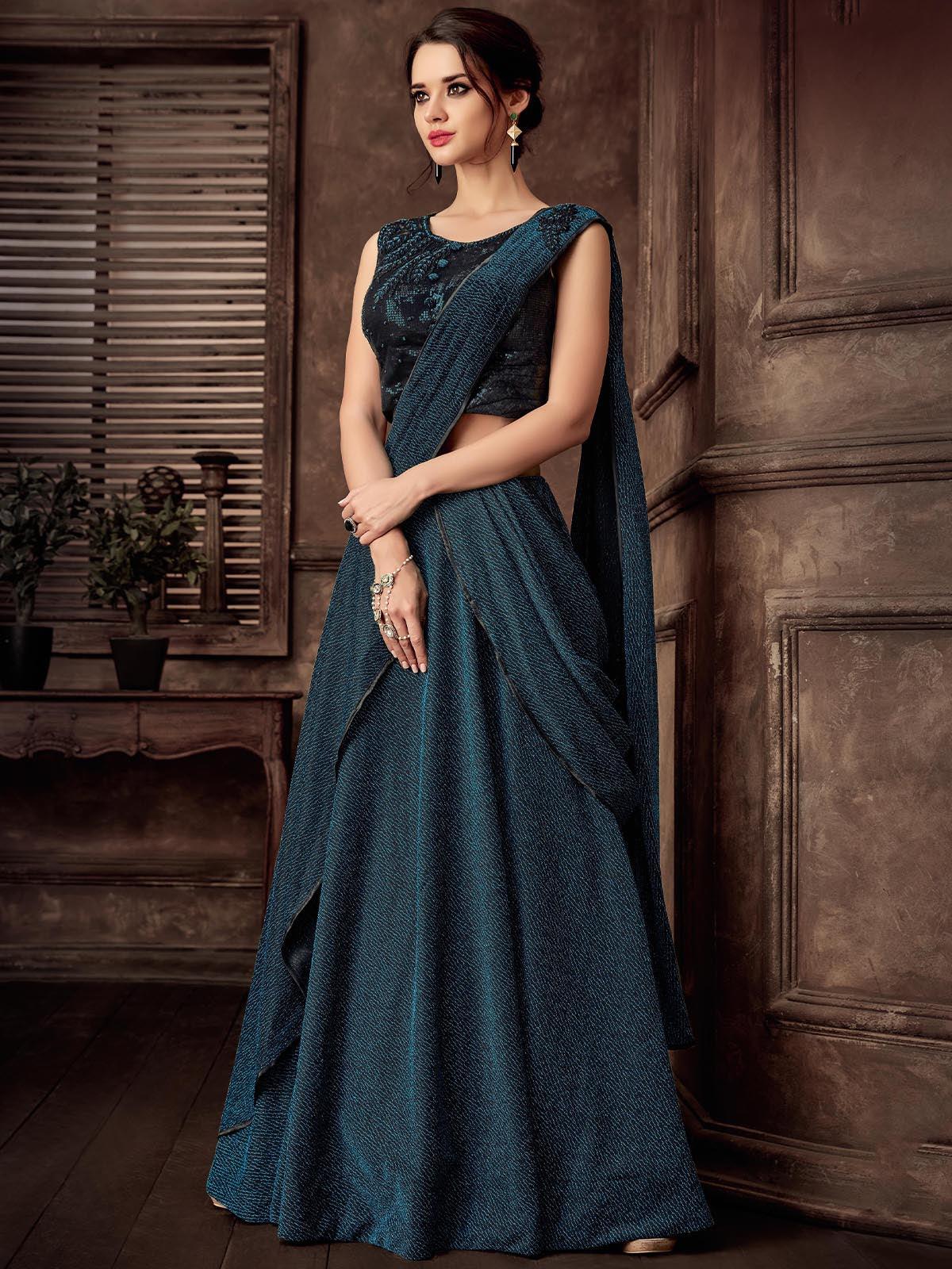 Women's Turquoise Fancy Lycra Designer Lehenga Choli - Odette