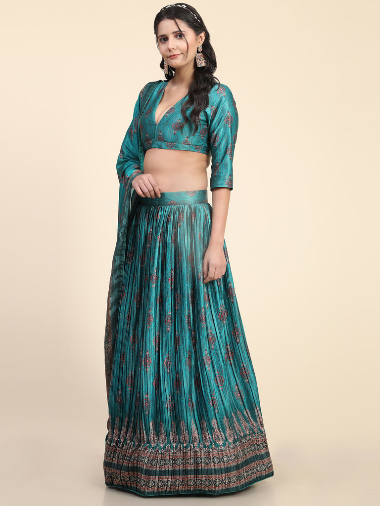 Women's New Fashion Digital Print work Designer Party Wear Lehenga Choli With Dupatta Semi Stitched.