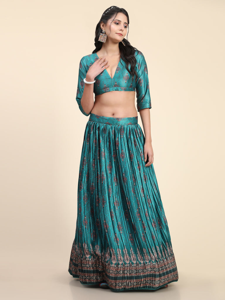 Women's New Fashion Digital Print work Designer Party Wear Lehenga Choli With Dupatta Semi Stitched.