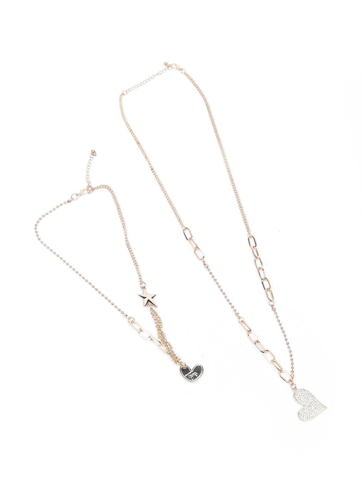 Women's Two-Piece Necklace With A Heart-Shaped Pendant - Odette