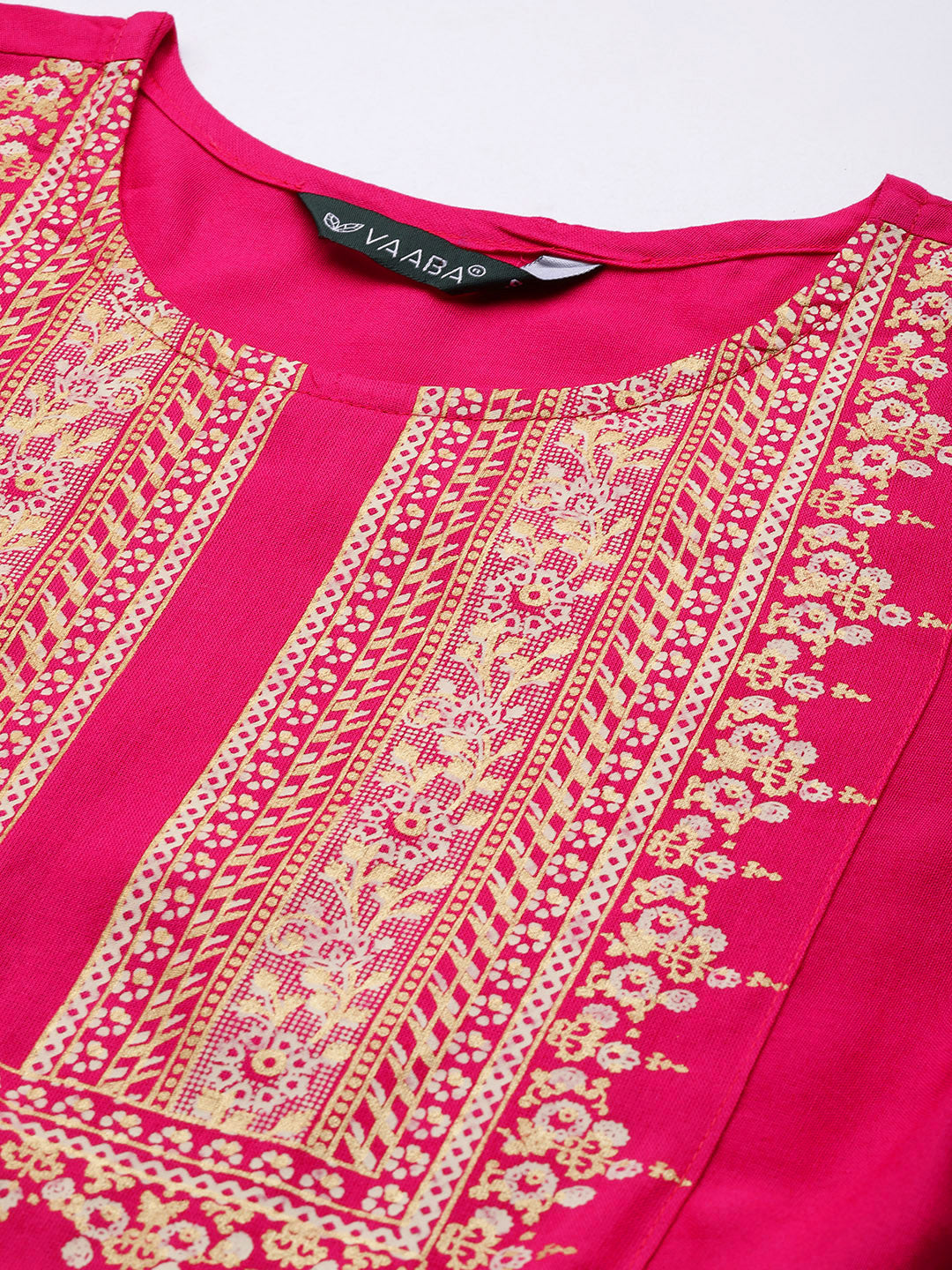 Women's Rani Rayon Panelled Printed A-Line Kurta Trouser Set With Dupatta - VAABA