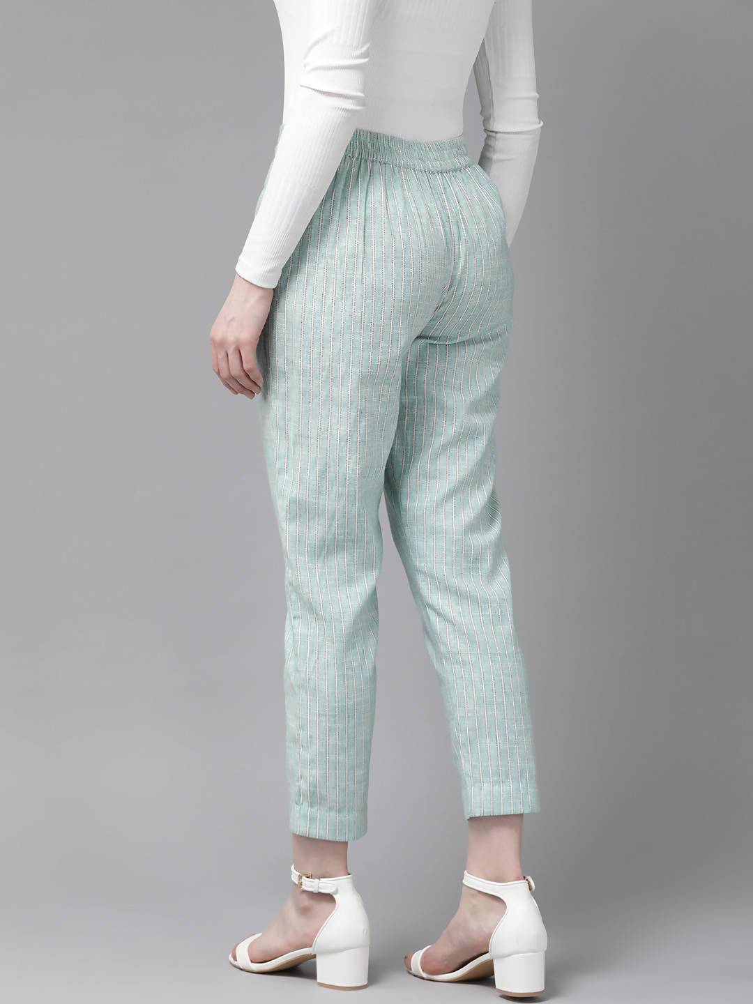 Women's Mint Cotton Printed Straight Pants - Juniper