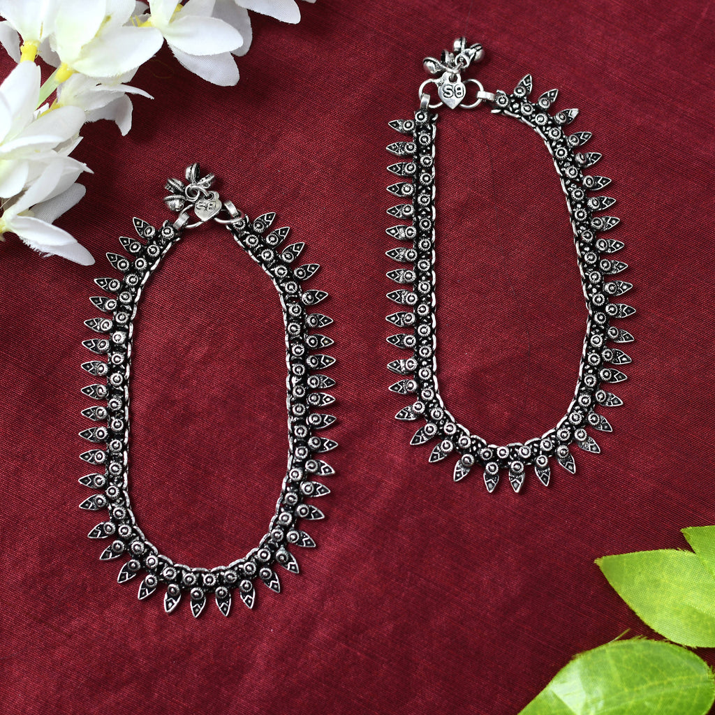 Johar Kamal Oxidised Traditional Silver Plated Ankle