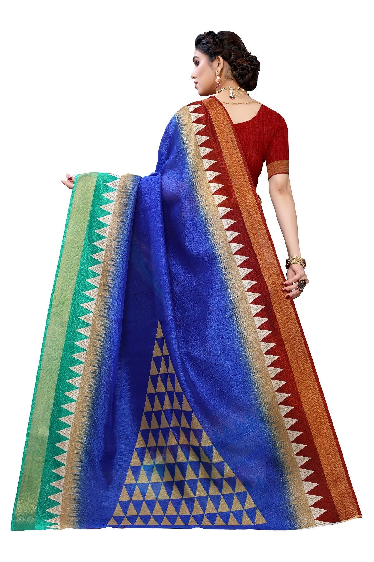 Women's Linen Jari Border Saree With Blouse Piece1 - Vamika