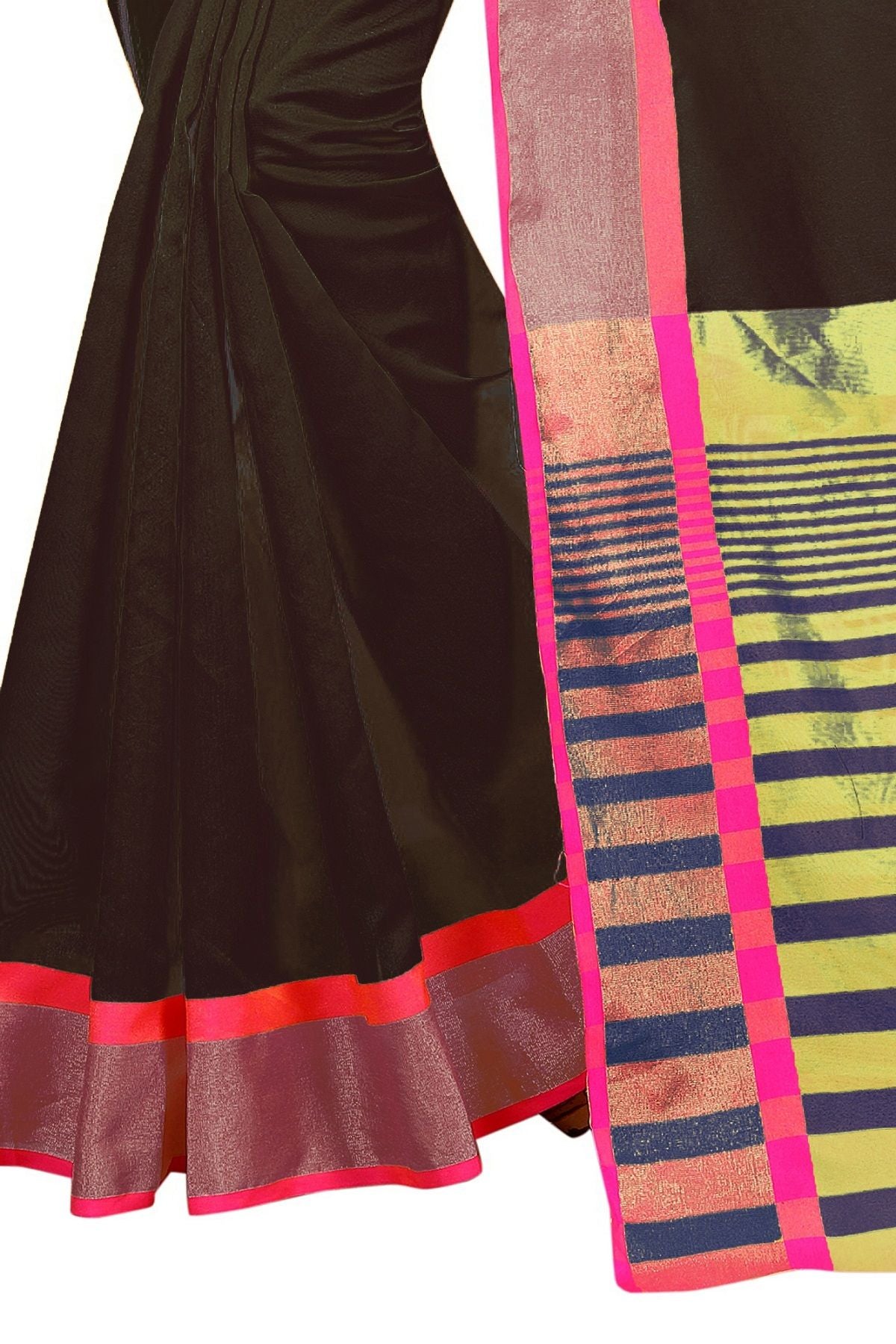 Women's Vamika Black Cotton Silk Weaving Saree - Vamika