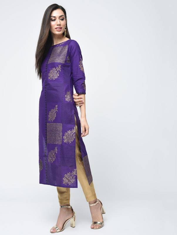 Women's Foil Printed Straight Kurta