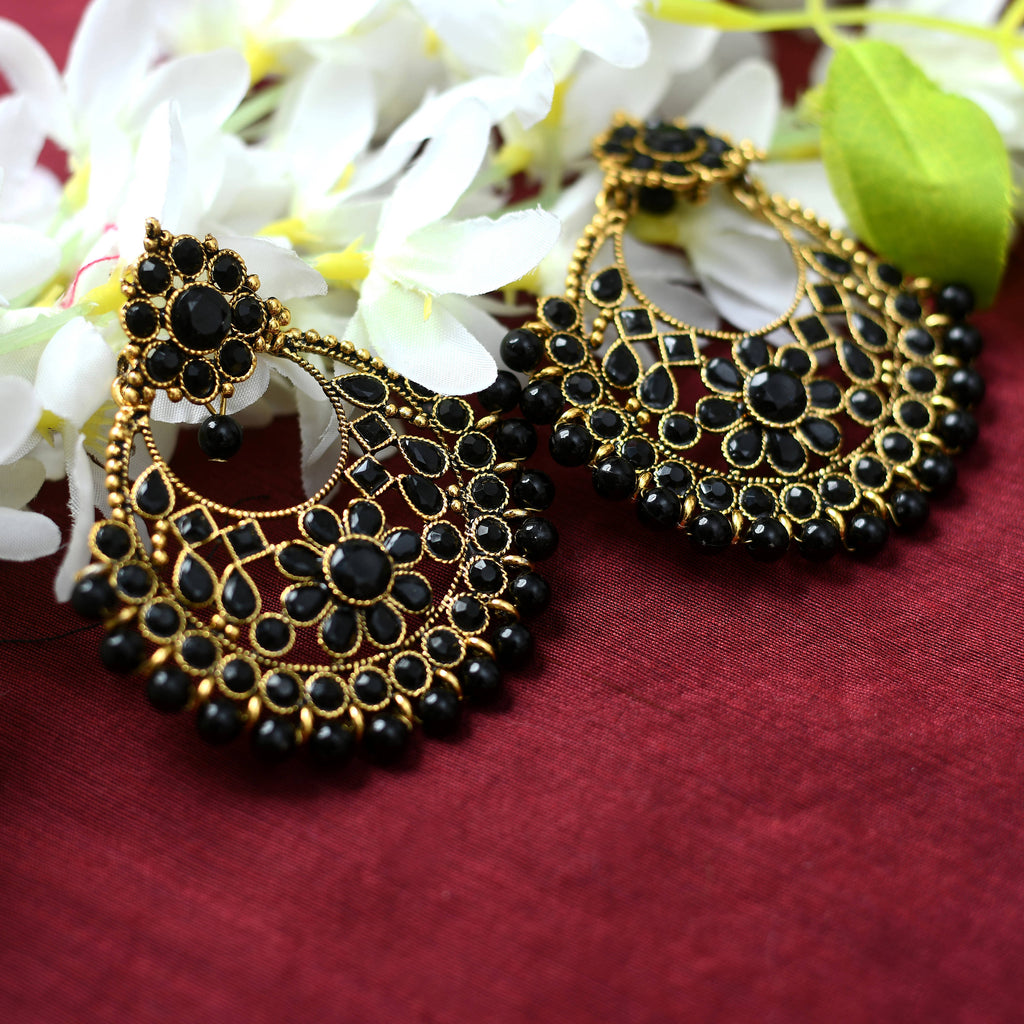Kamal Johar Gold-Plated Kundan Earrings with P