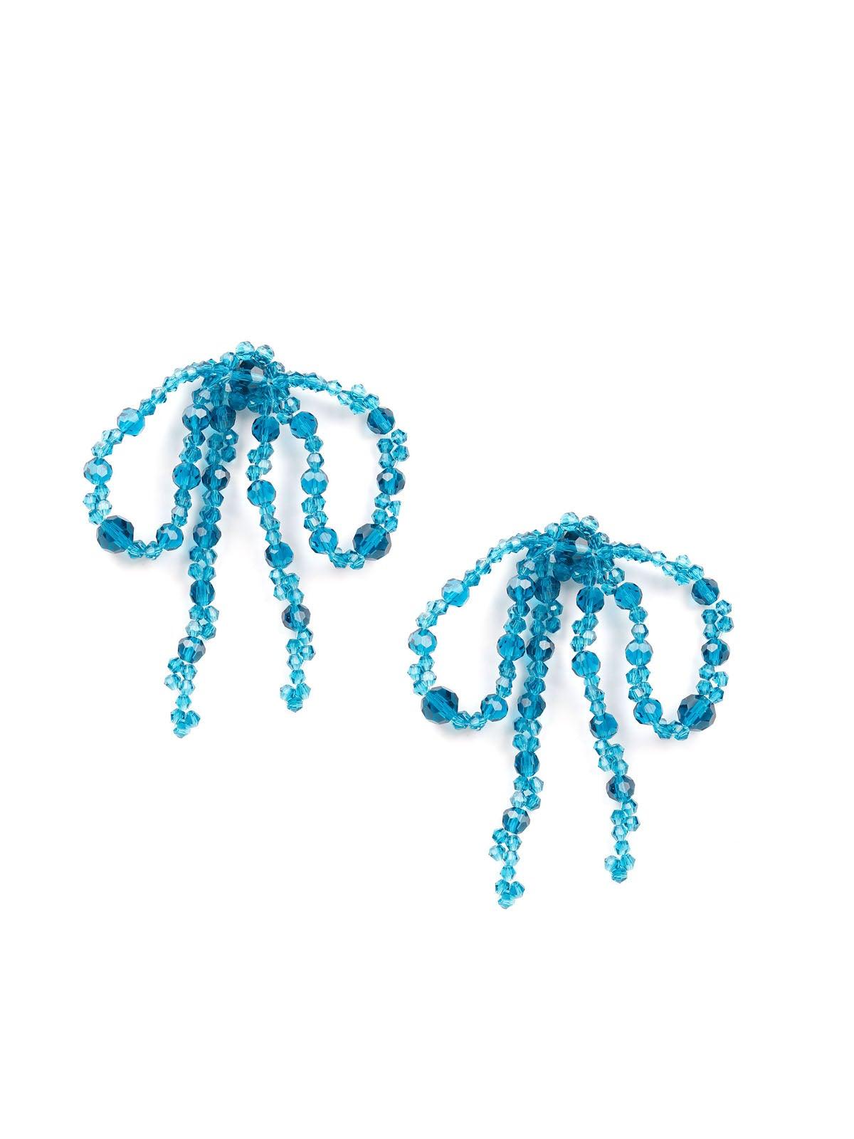 Women's Vibrant Blue Beaded Statement Earrings - Odette