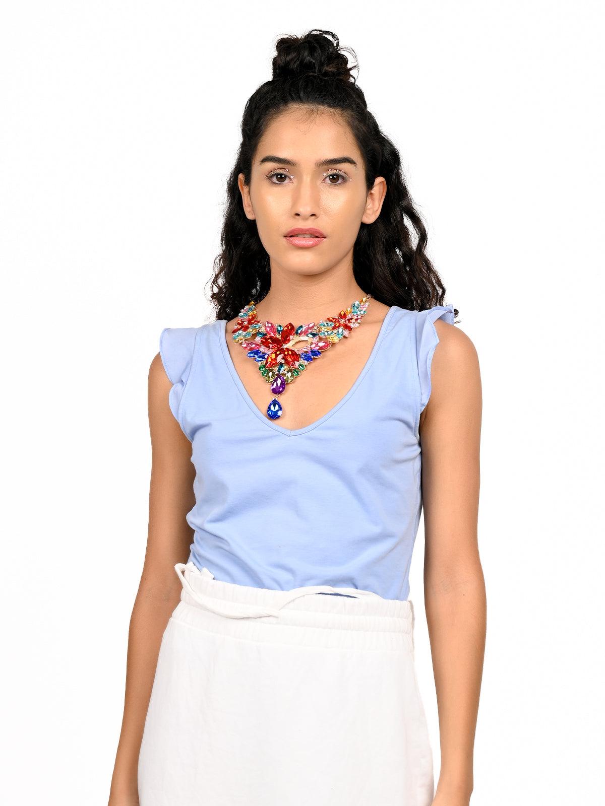 Women's Vibrant Multicoloured Coloured Necklace For Women - Odette