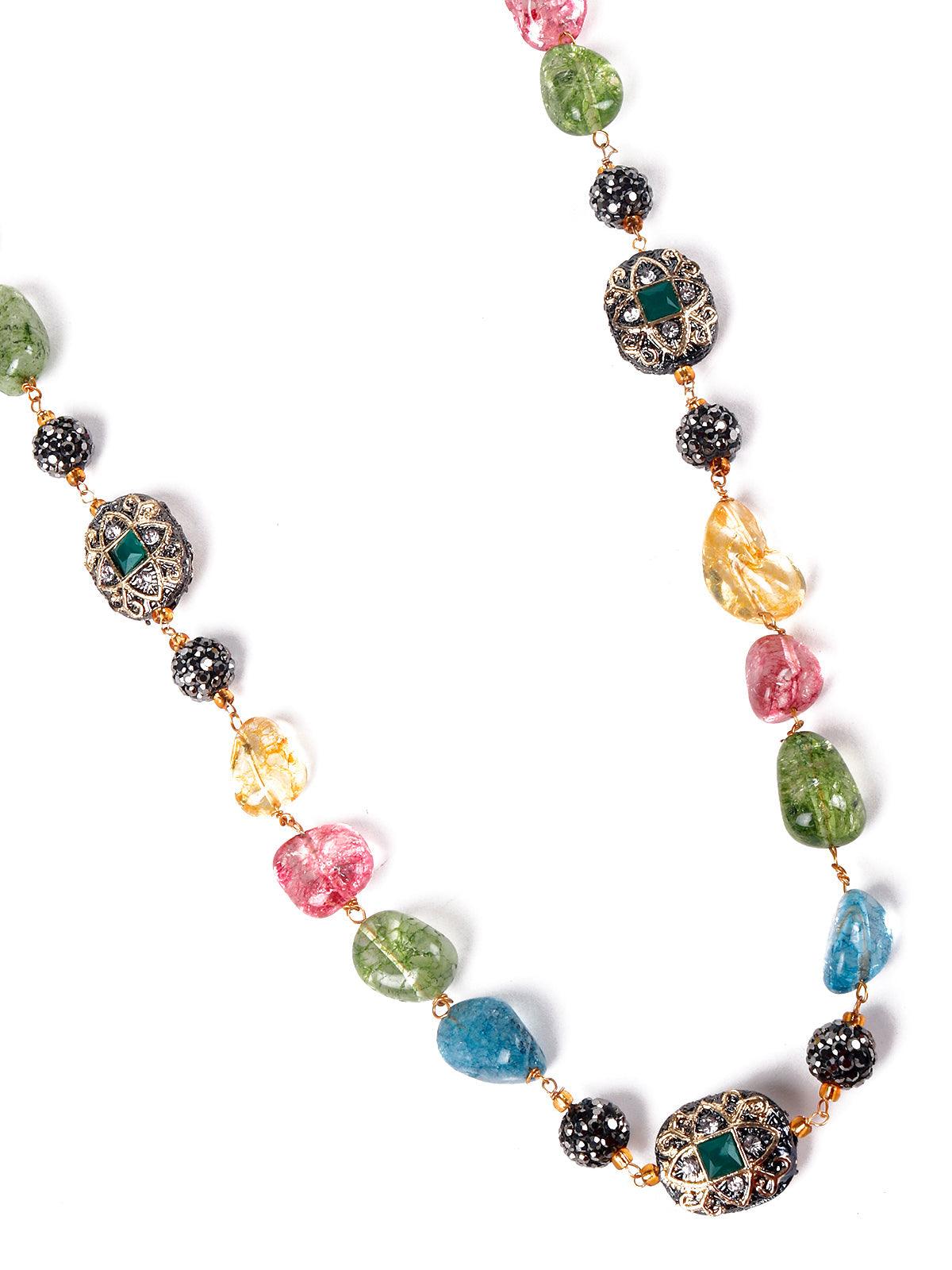 Women's Vibrant Multicoloured Stone Necklace Set - Odette