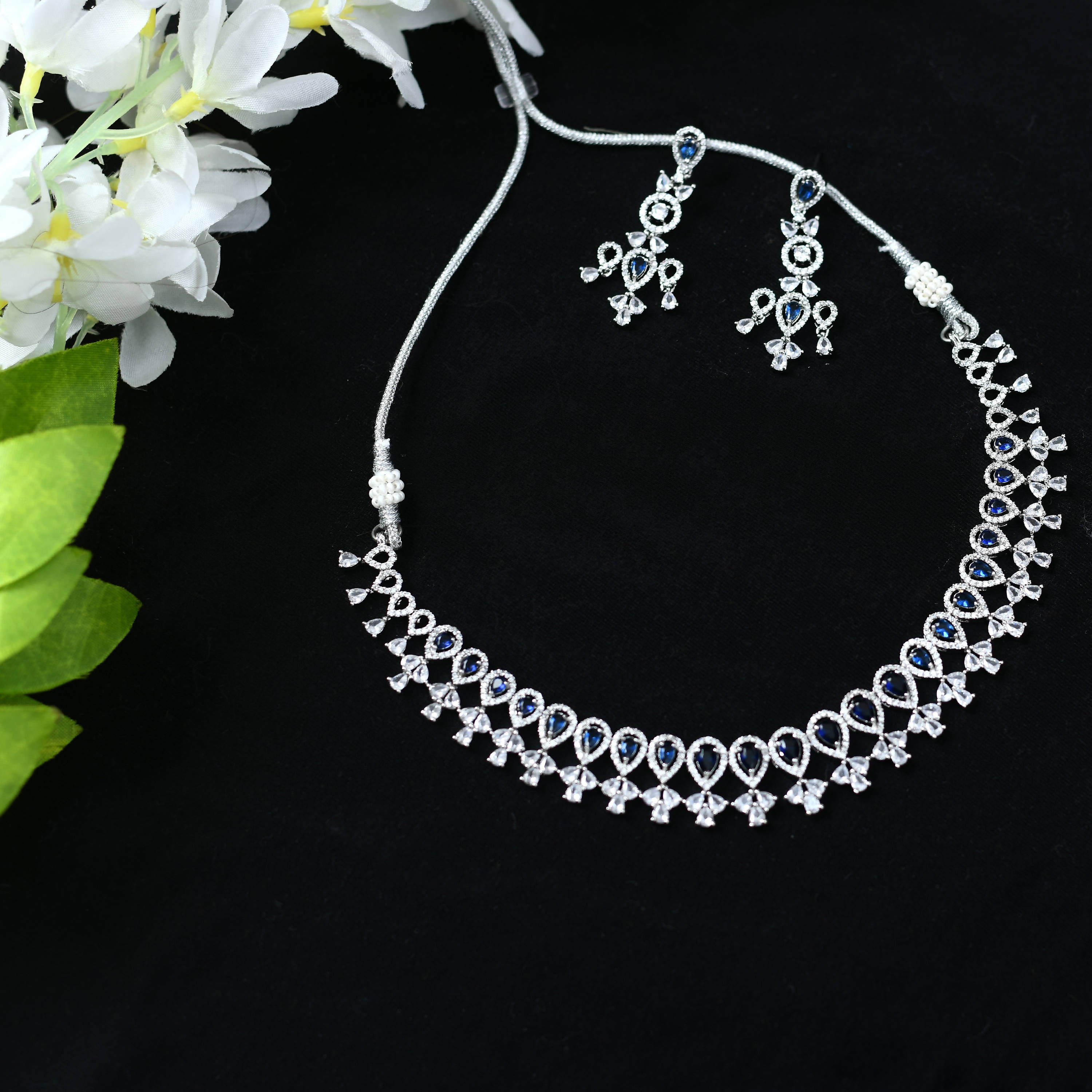 Kamal Johar American Diamond Silver-Plated Jewellery Set Jkms_030
