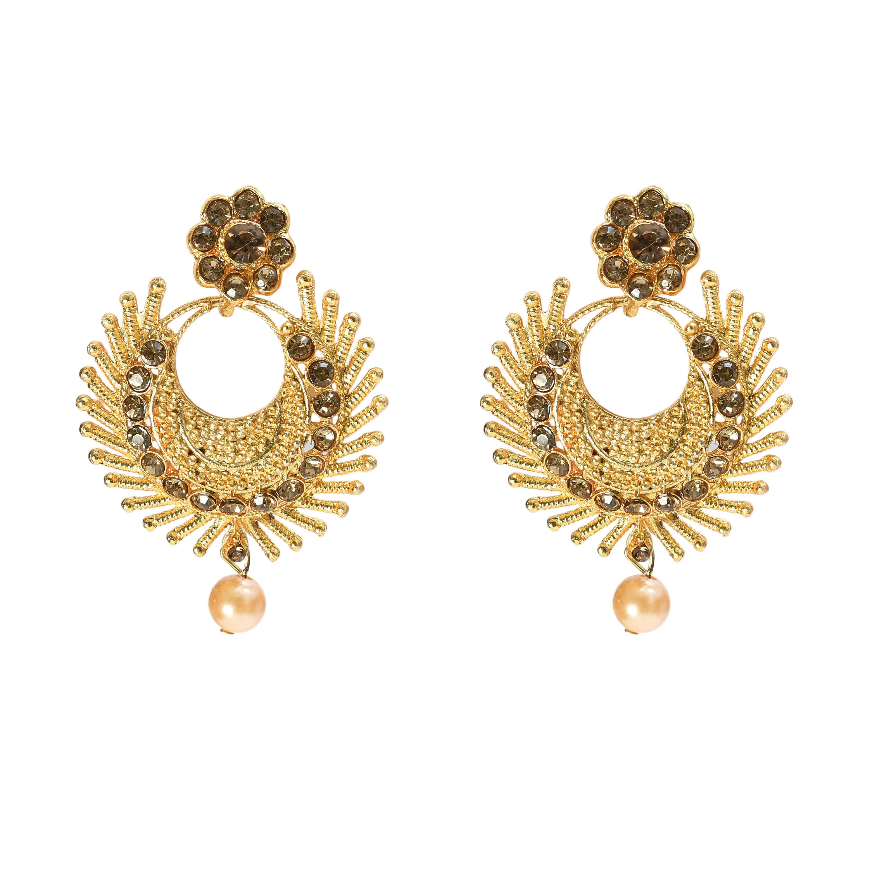 Kamal Johar Gold-Plated Necklace with Earrings & Tikka Mangalsutra Jkms_074