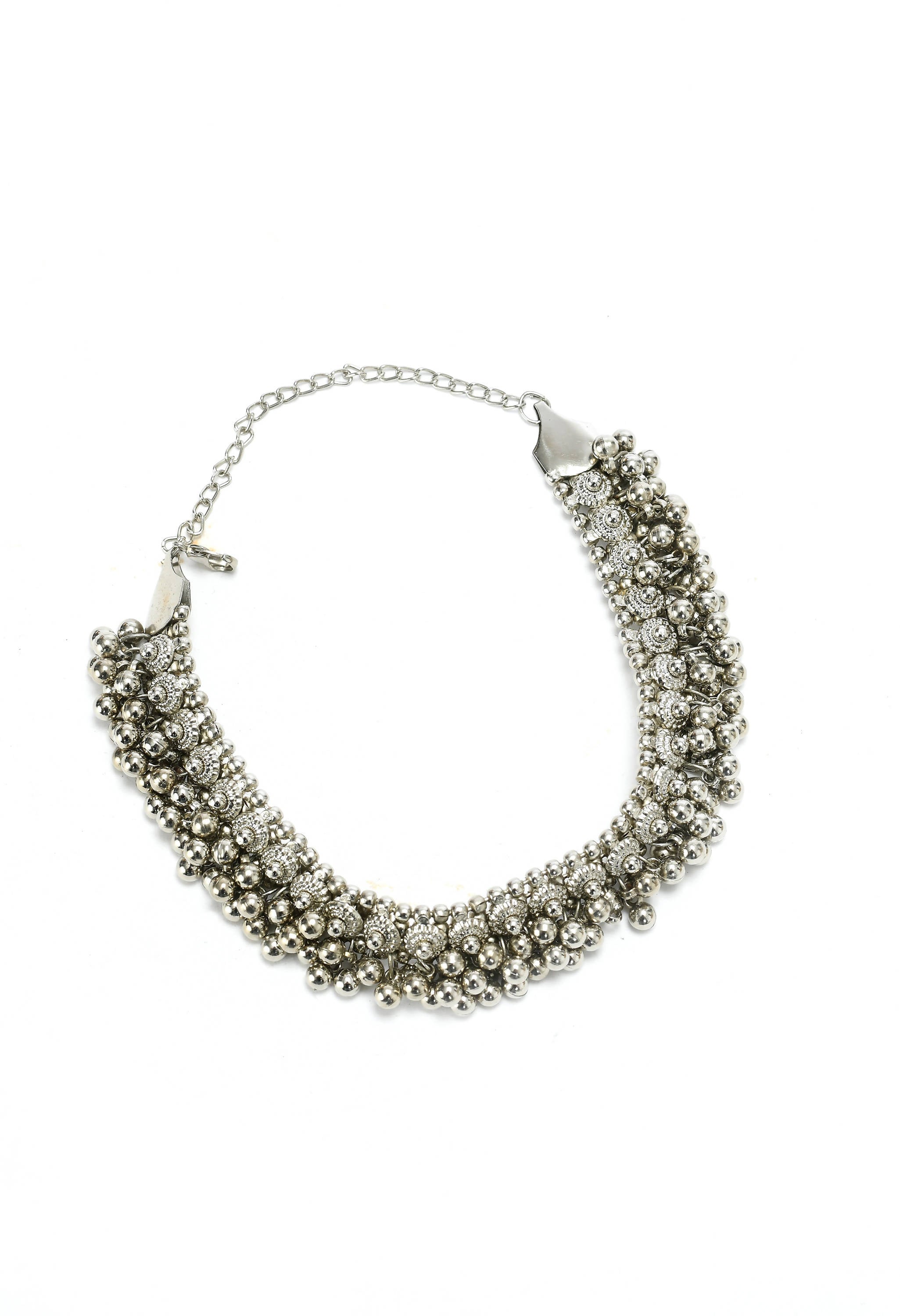 Trendia Silver-Plated Choker Necklace with Earrings Jkms_093