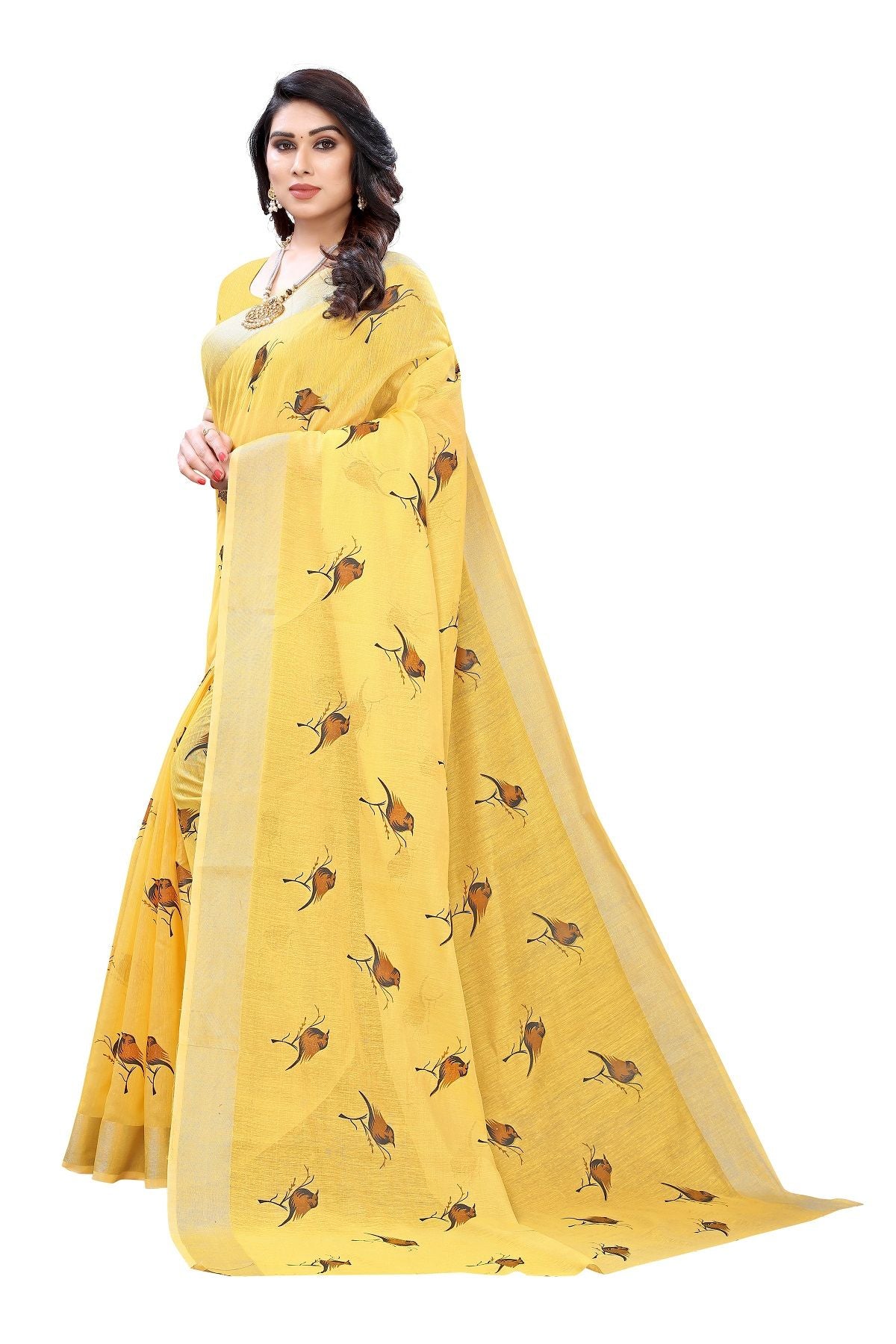 Women's Yellow Chanderi Designer Saree - Vamika