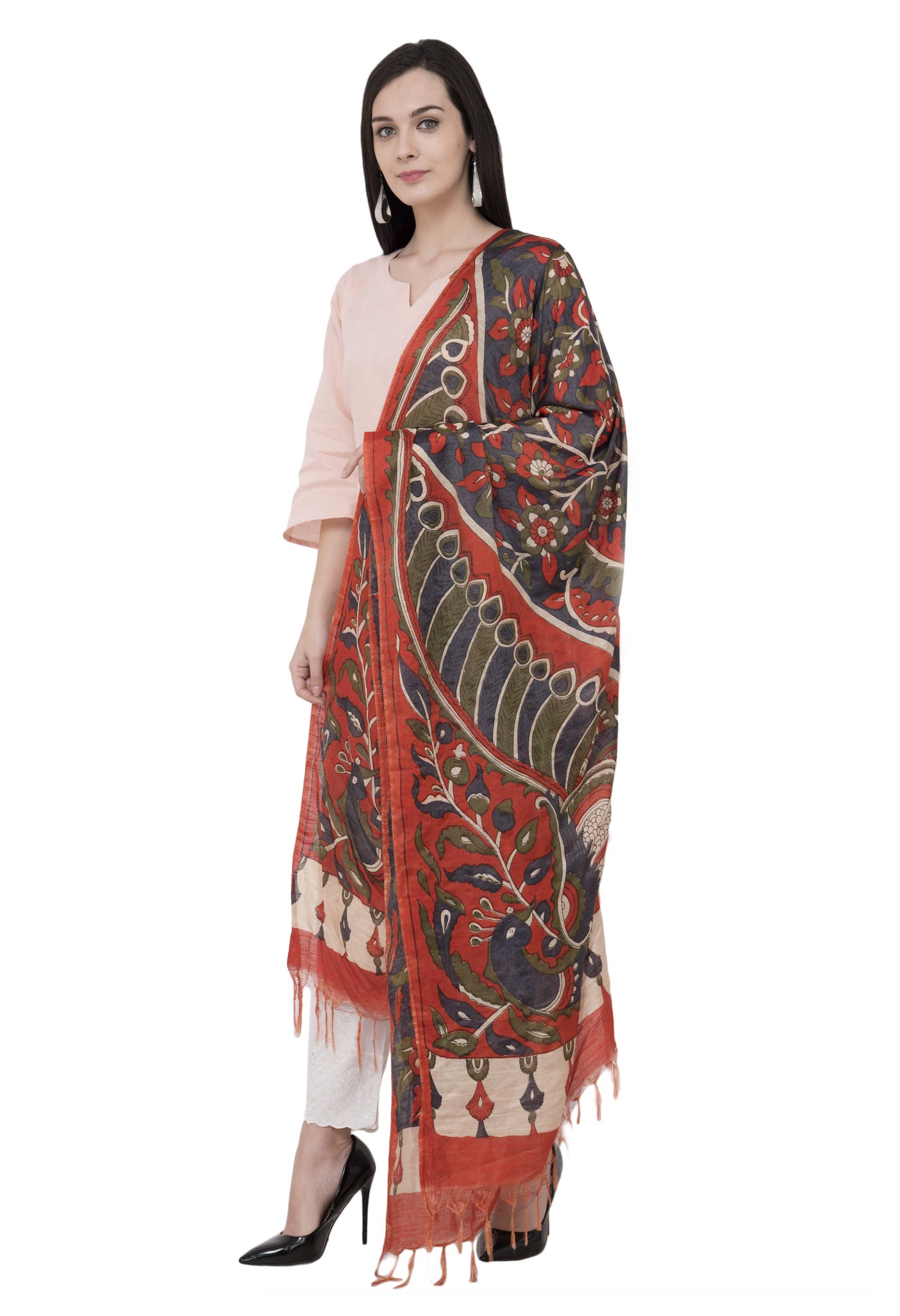 A R Silk Modal Kalamkari Print Fancy Dupatta Color Multi Print Dupatta or Chunni