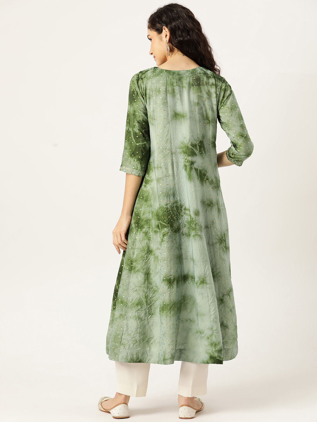 Women's Flared A-Line Dress (Green) - VAABA