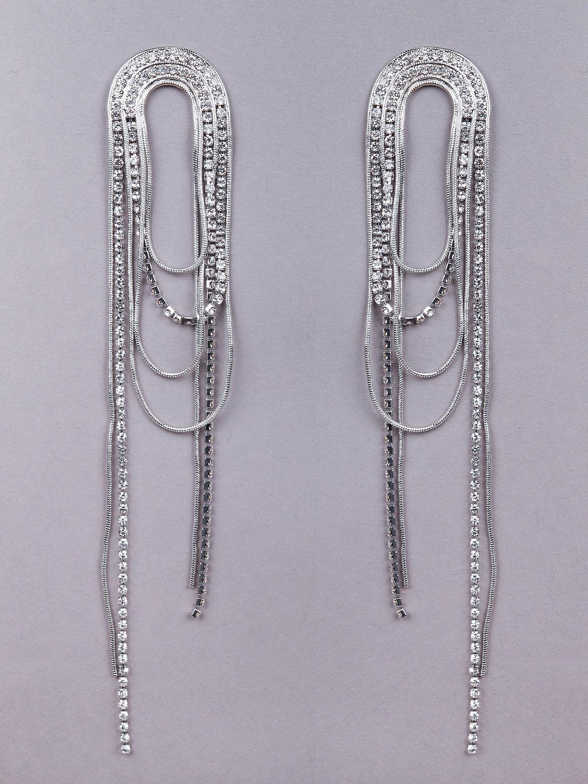 Women's Whimsical Silver Crystal Earrings G - Odette