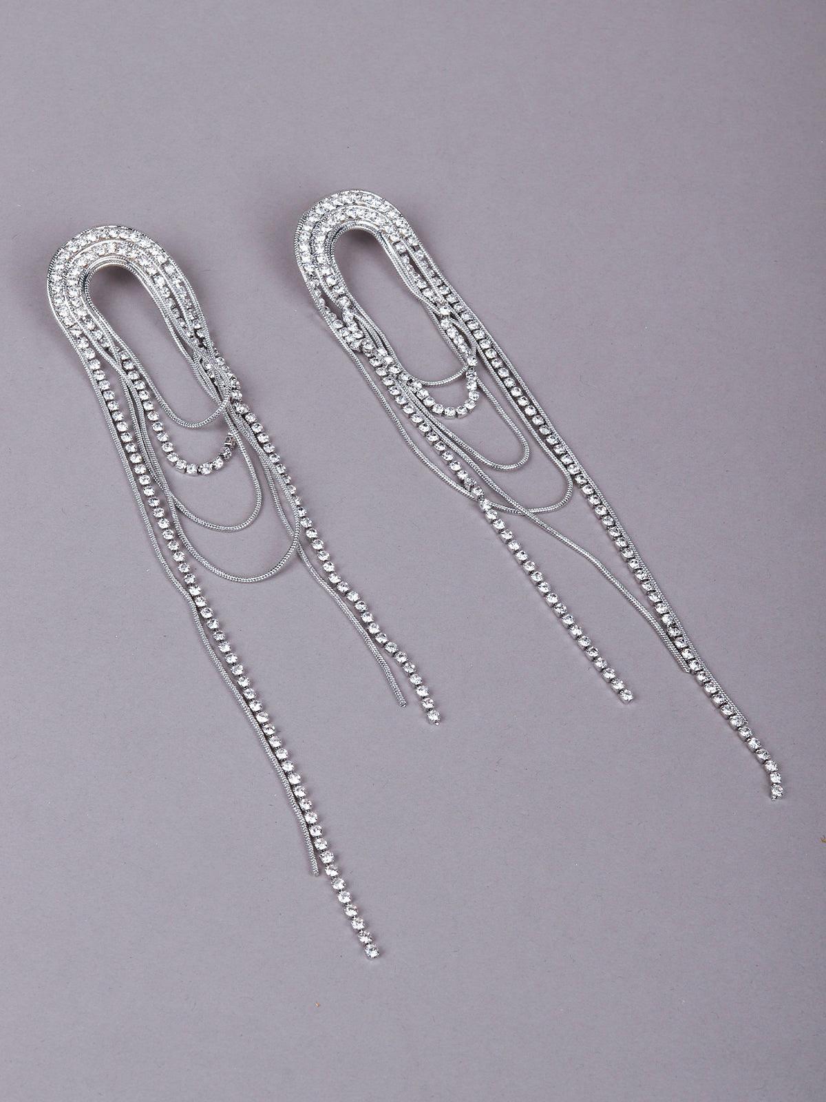 Women's Whimsical Silver Crystal Earrings G - Odette