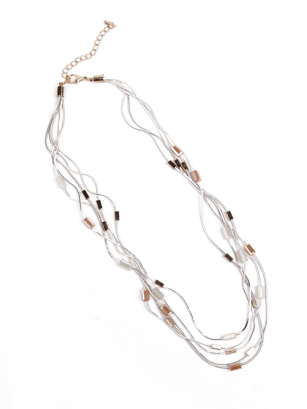 Women's Whimsical Silver Multilayered Necklace - Odette