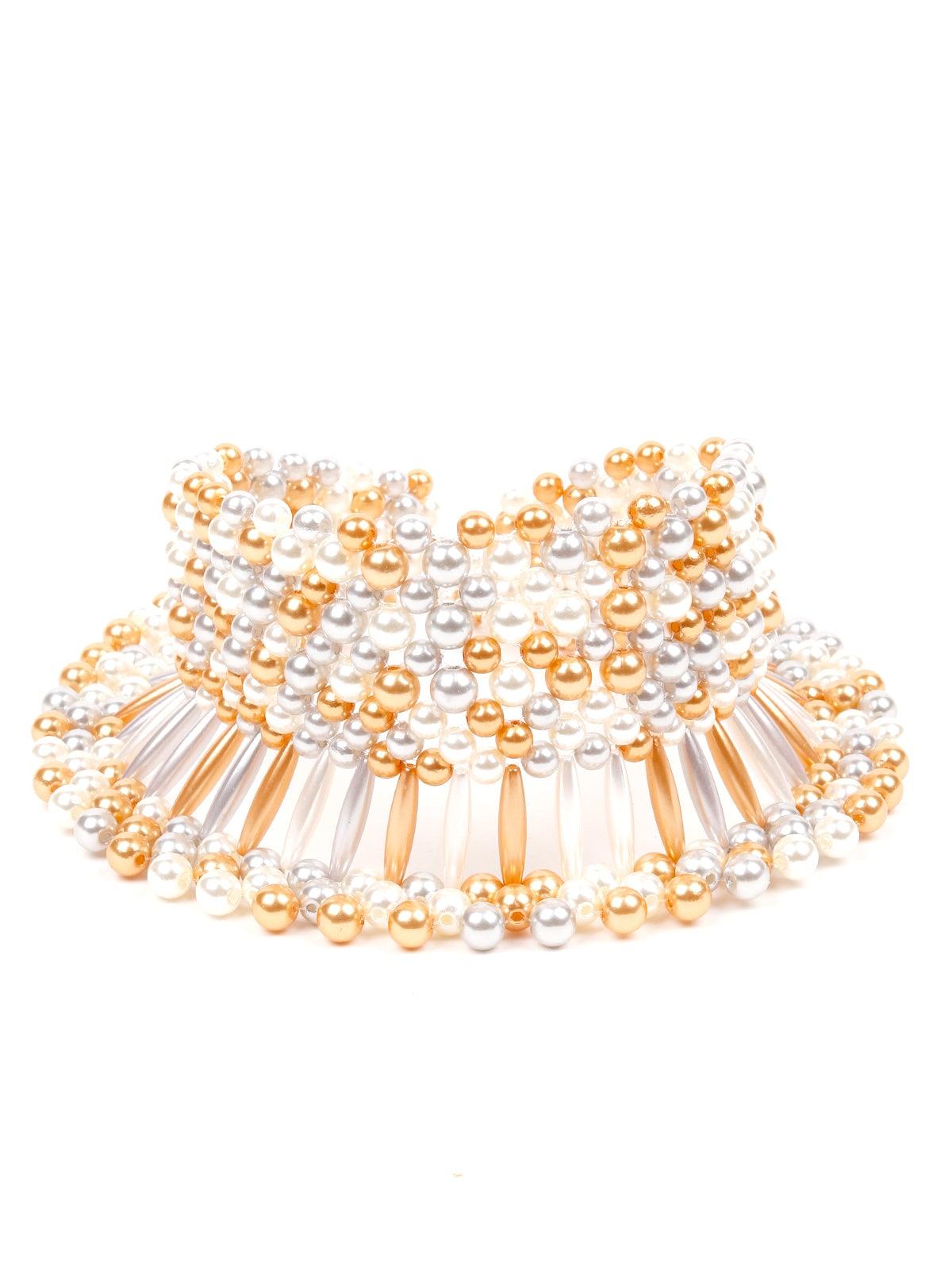 Women's White And Gold Queen'S Necklace - Odette