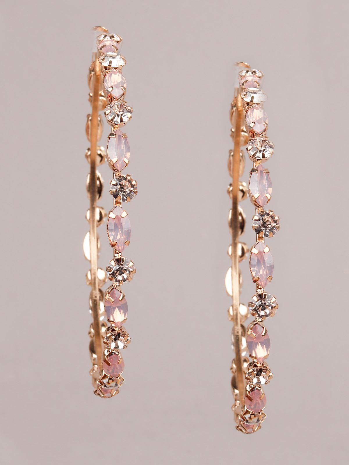 Women's White And Pink Big Hoop Earrings - Odette