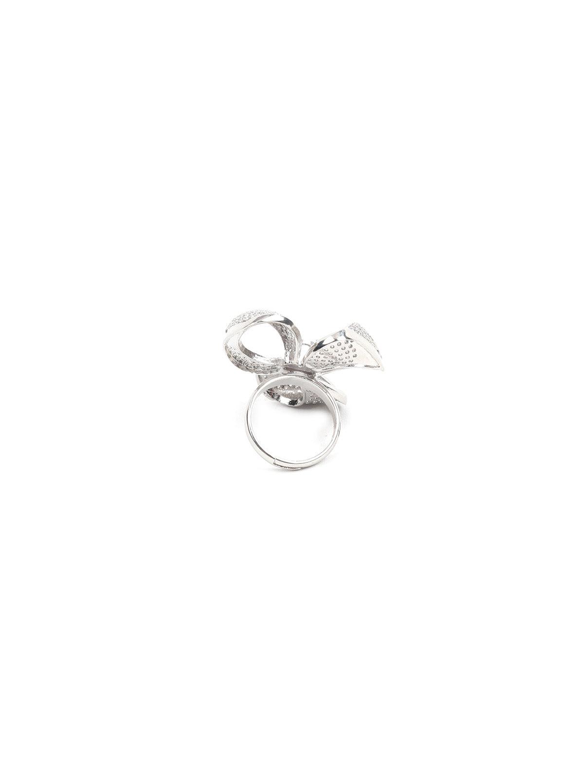 Women's White Austrian Diamond Studded Ring - Odette