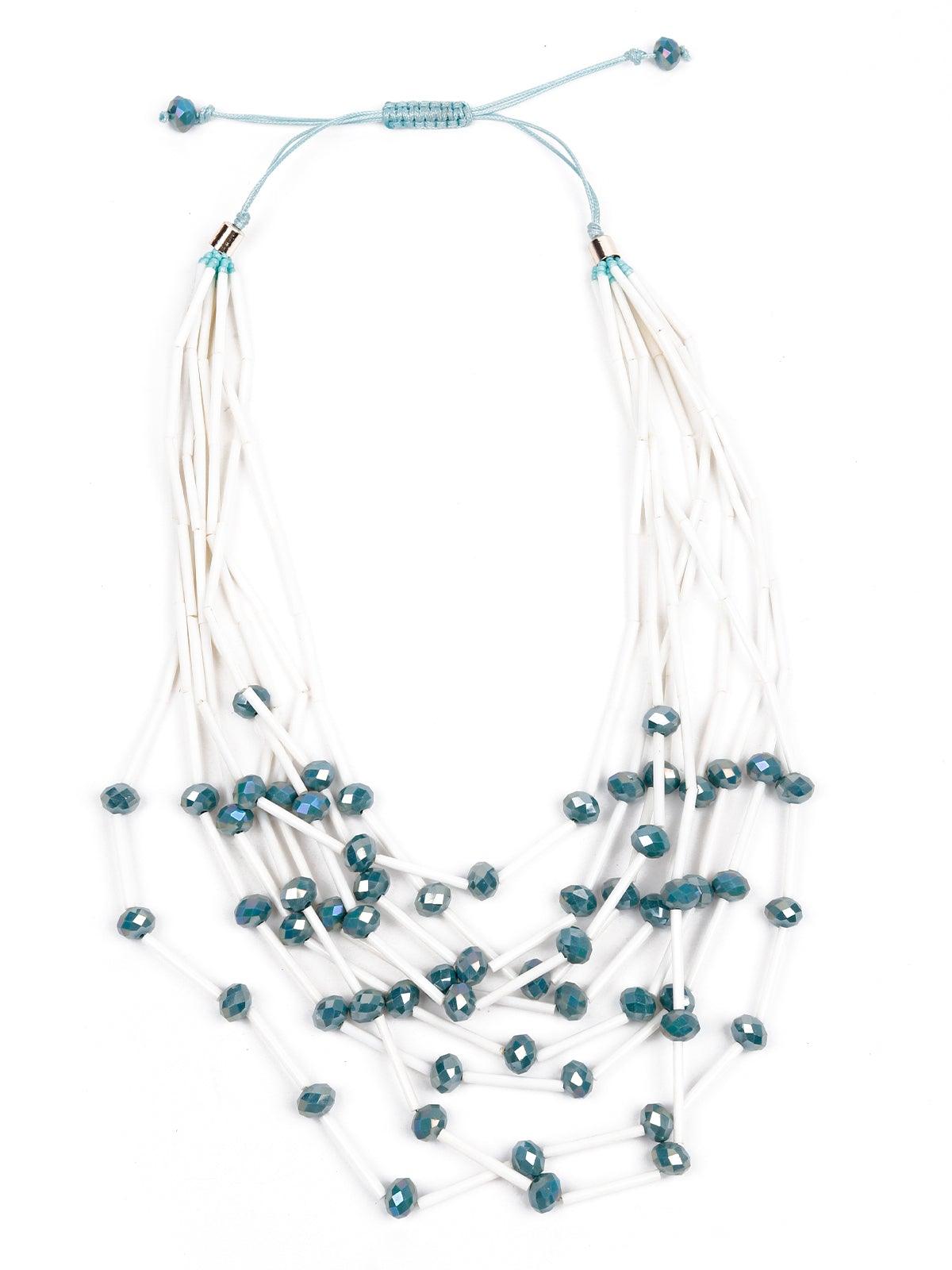 Women's White Beaded Beautiful Necklace - Odette