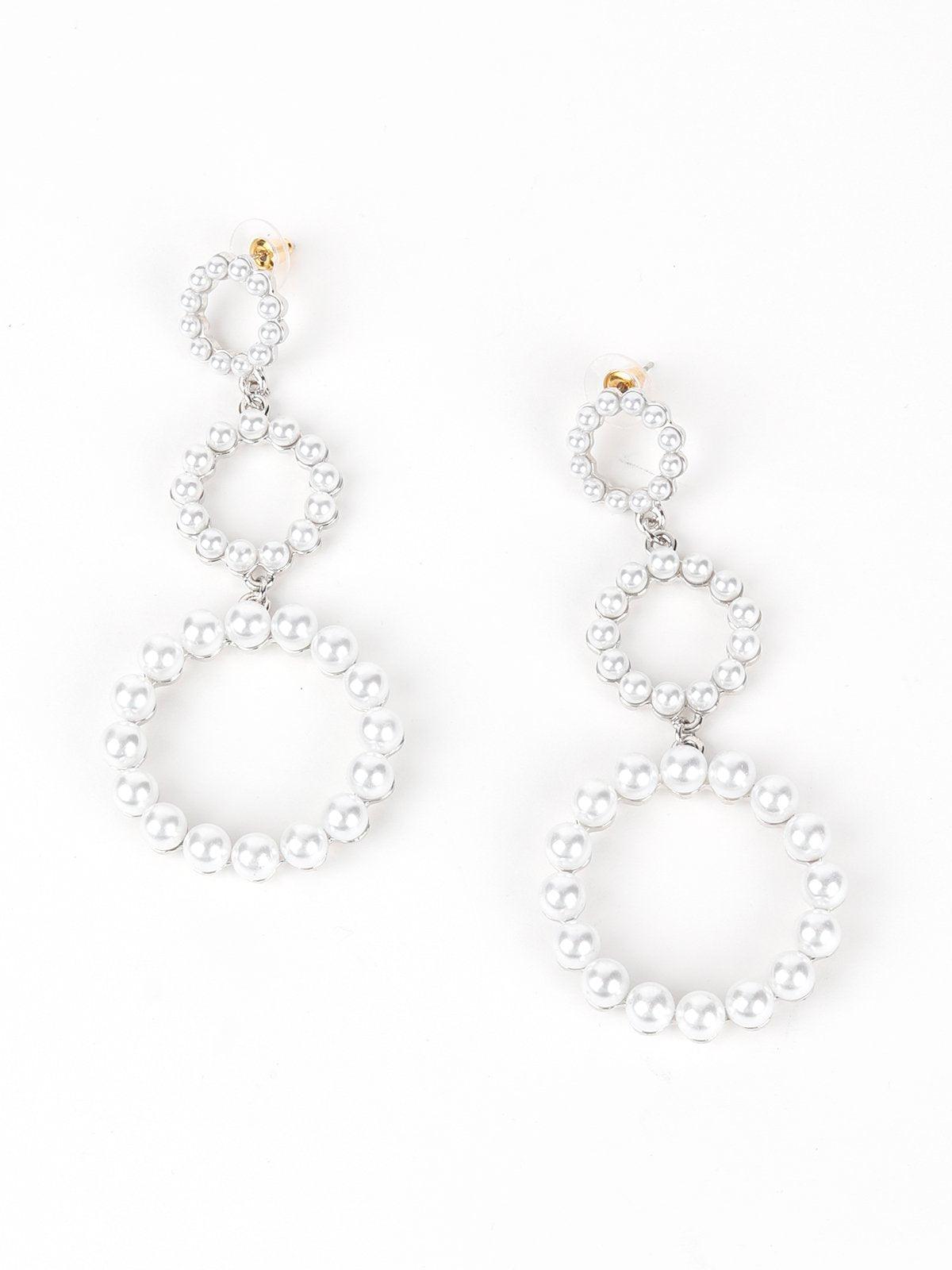 Women's White Edgy Pearl Loops - Odette