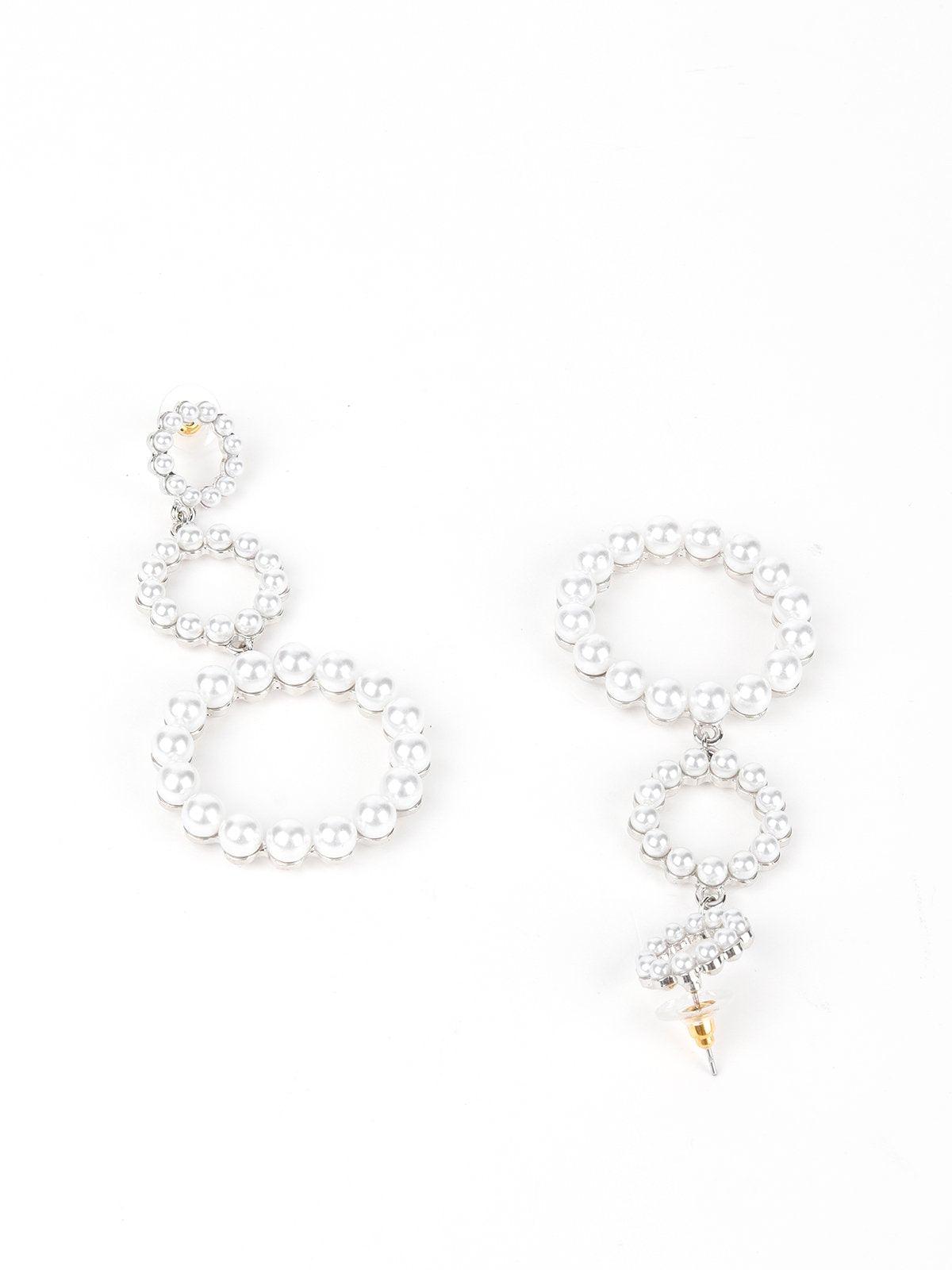 Women's White Edgy Pearl Loops - Odette