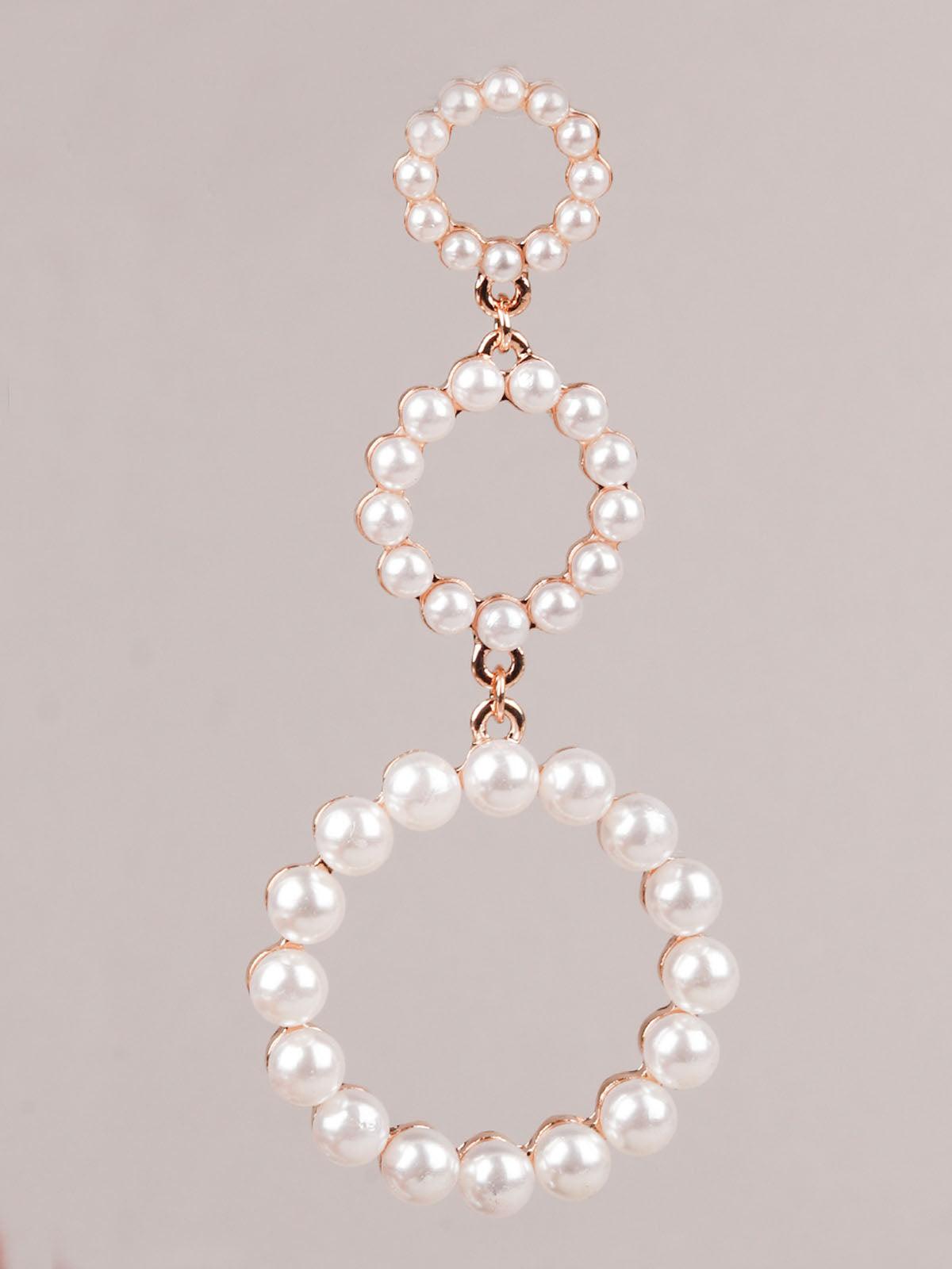 Women's White Faux Pearl Studded Hoop Earring - Odette