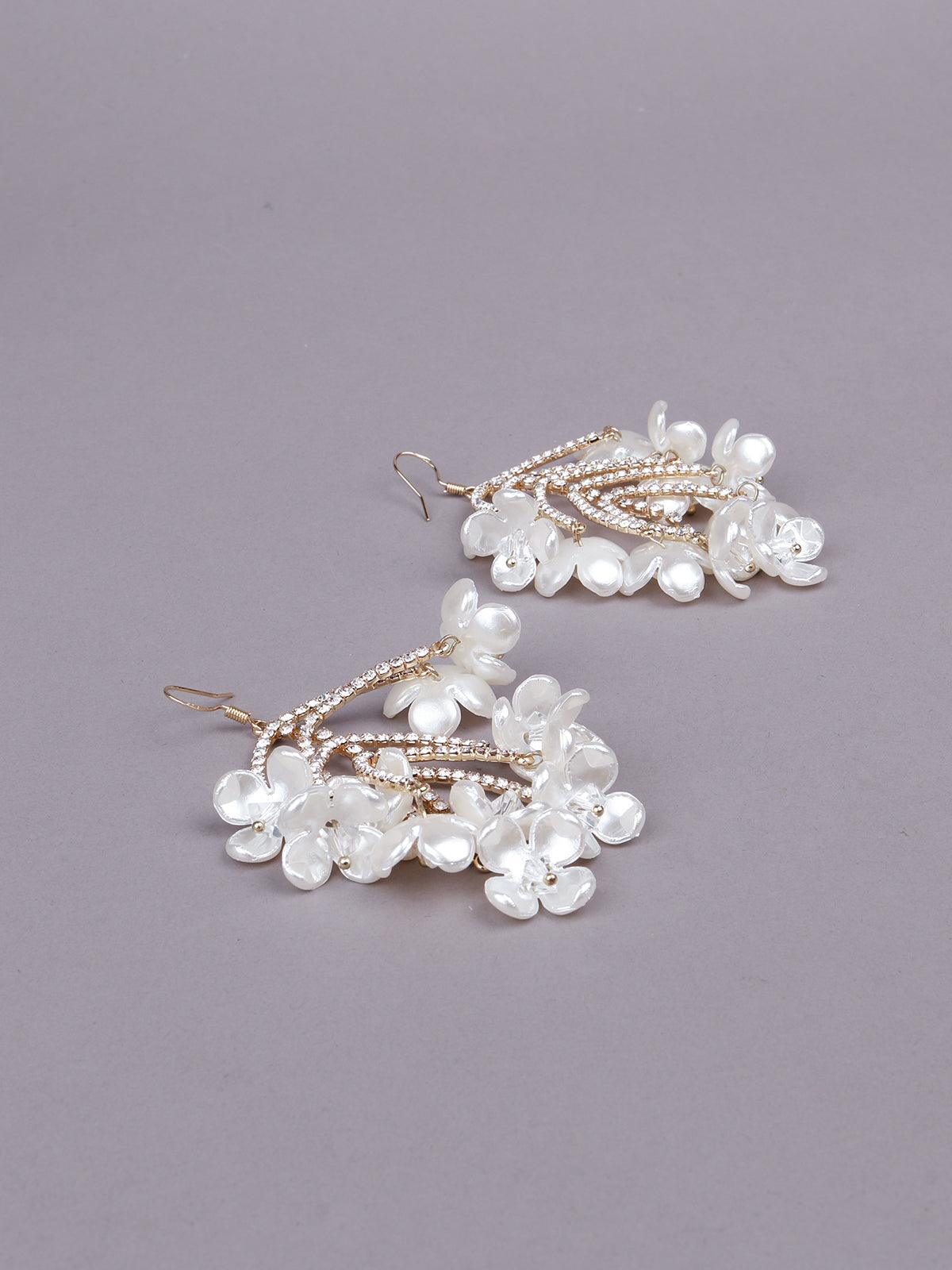 Women's White Floral Statement Earrings G - Odette